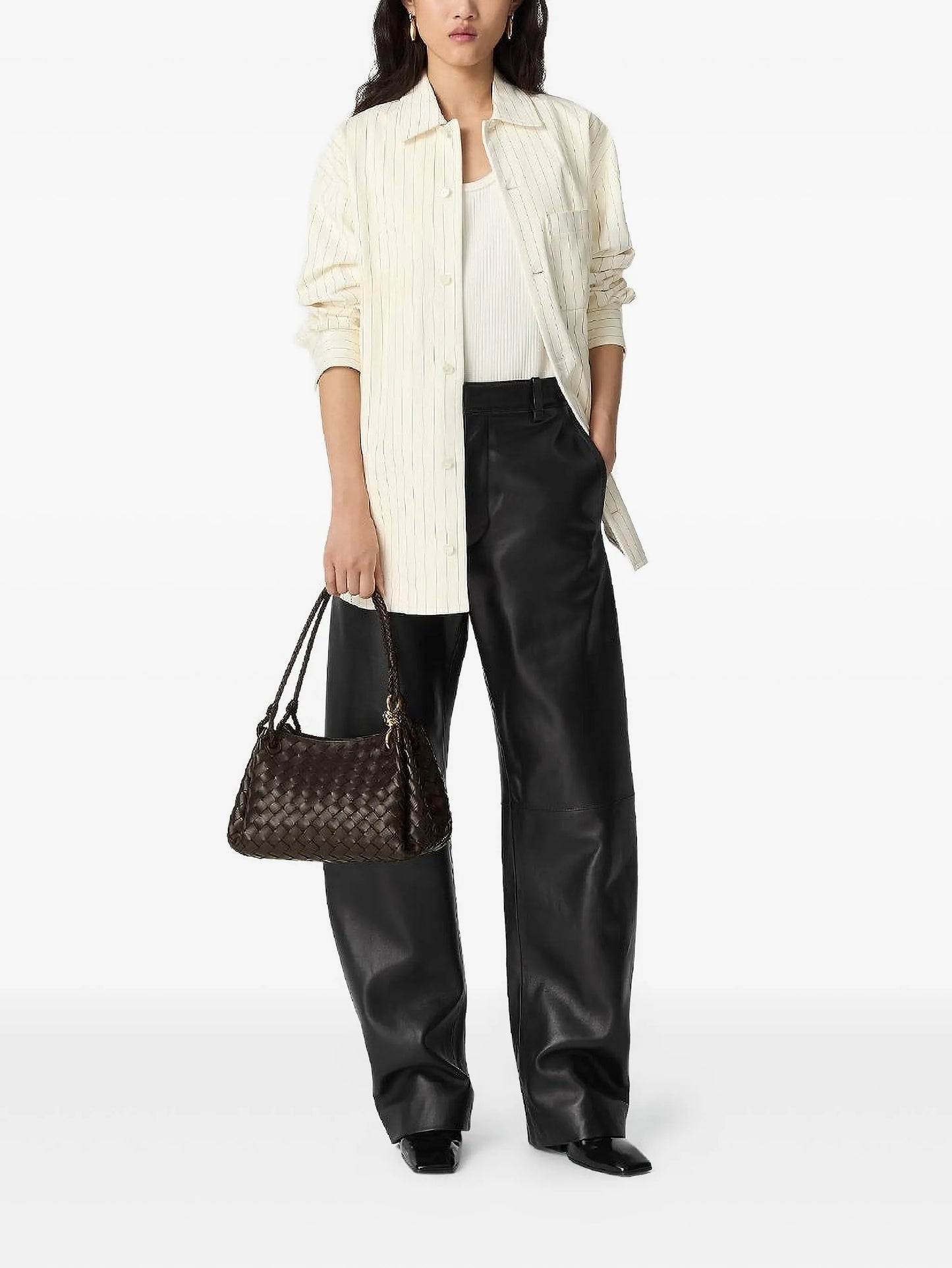 woven leather shoulder bag