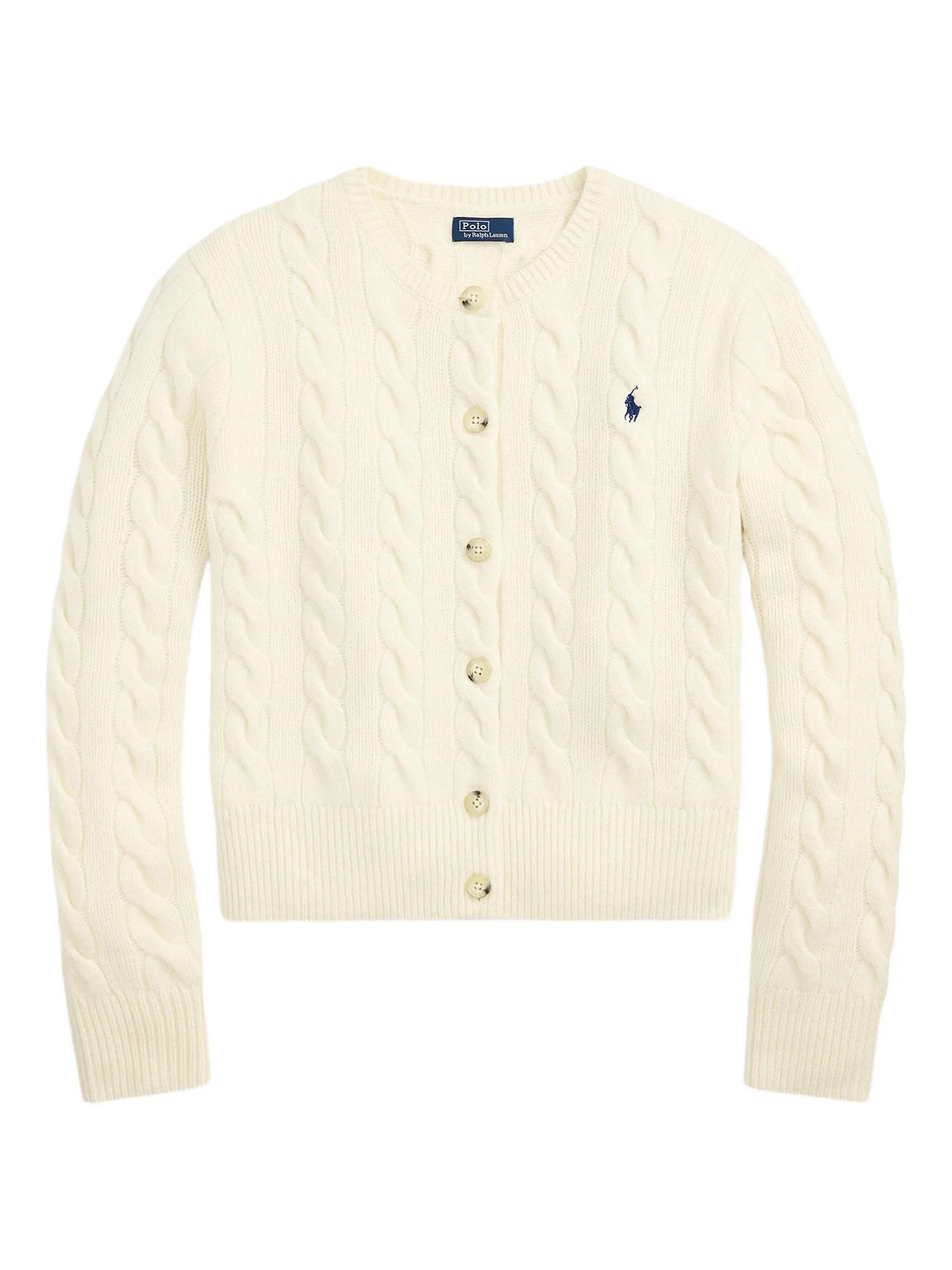 cable-knit wool-cashmere cardigan