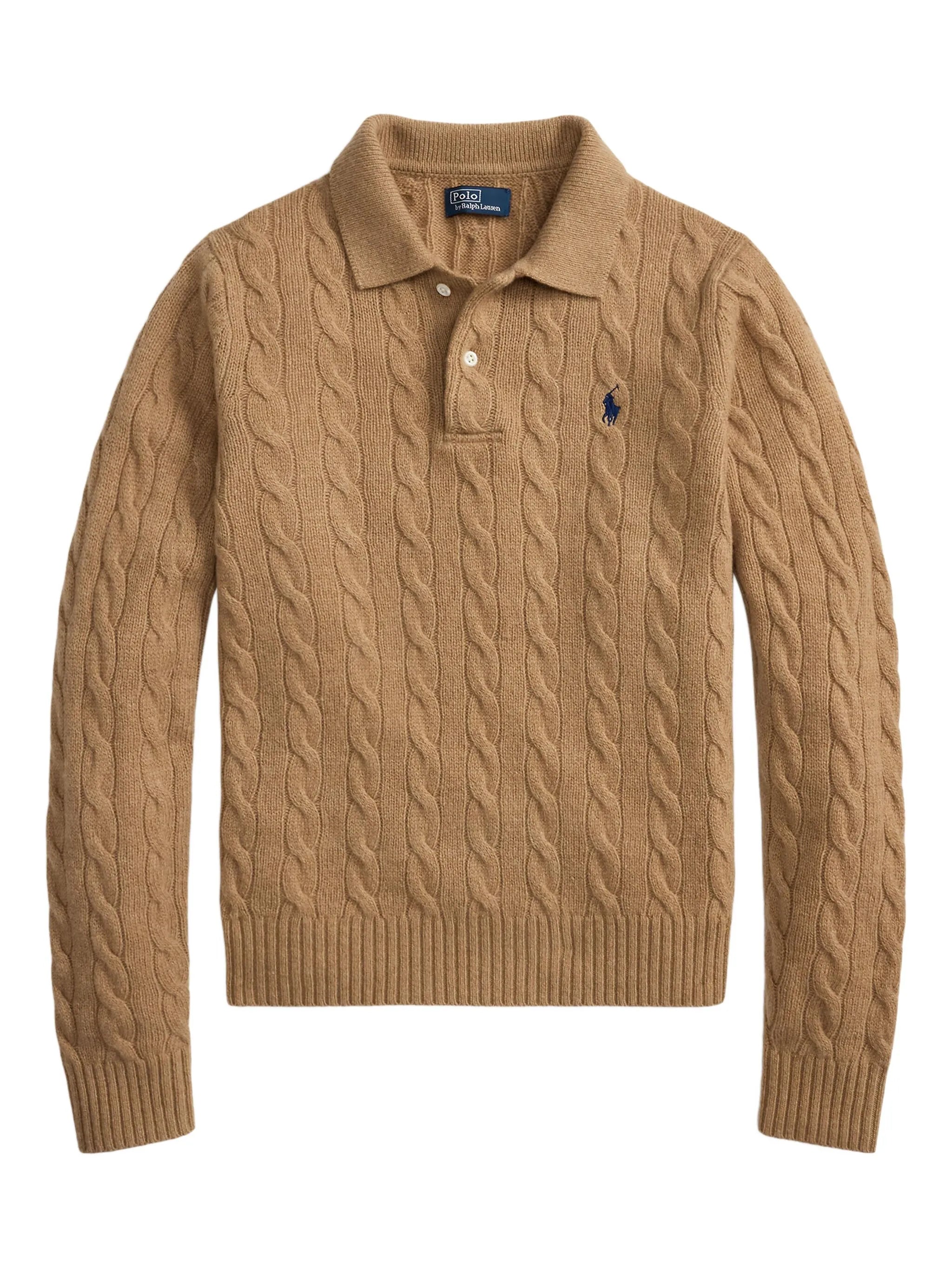 cable-knit polo sweater
