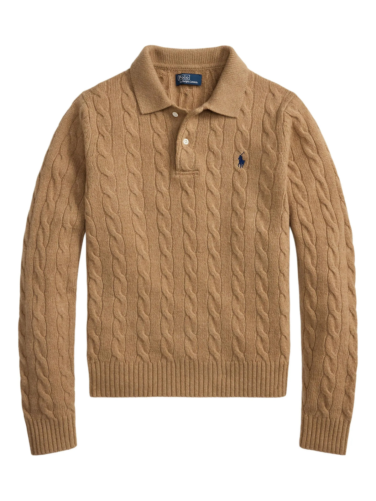cable-knit polo sweater