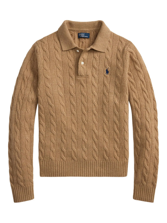 cable-knit polo sweater