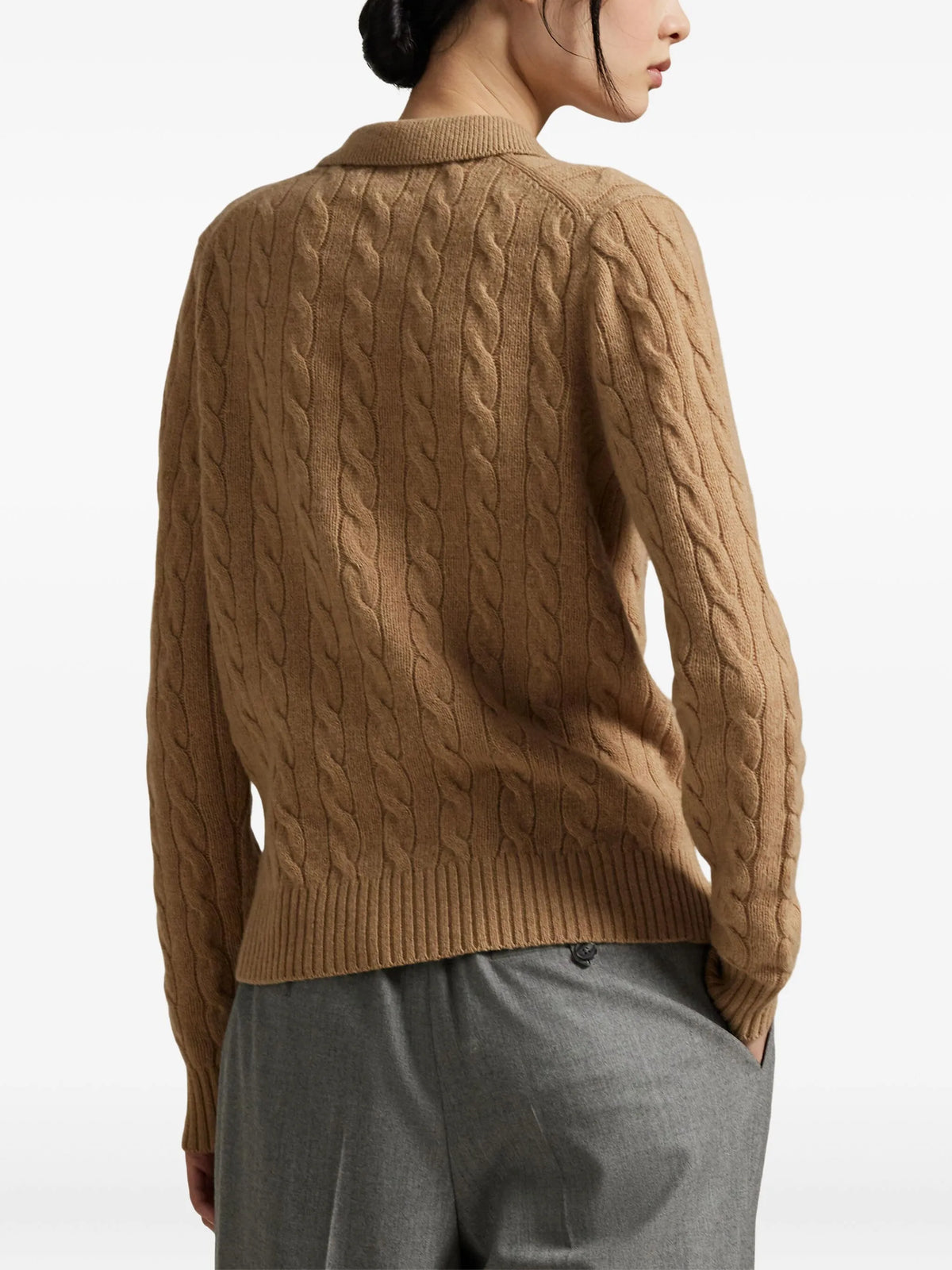 cable-knit polo sweater