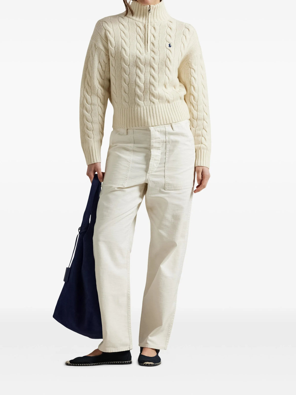 cable wool-cashmere half-zip jumper
