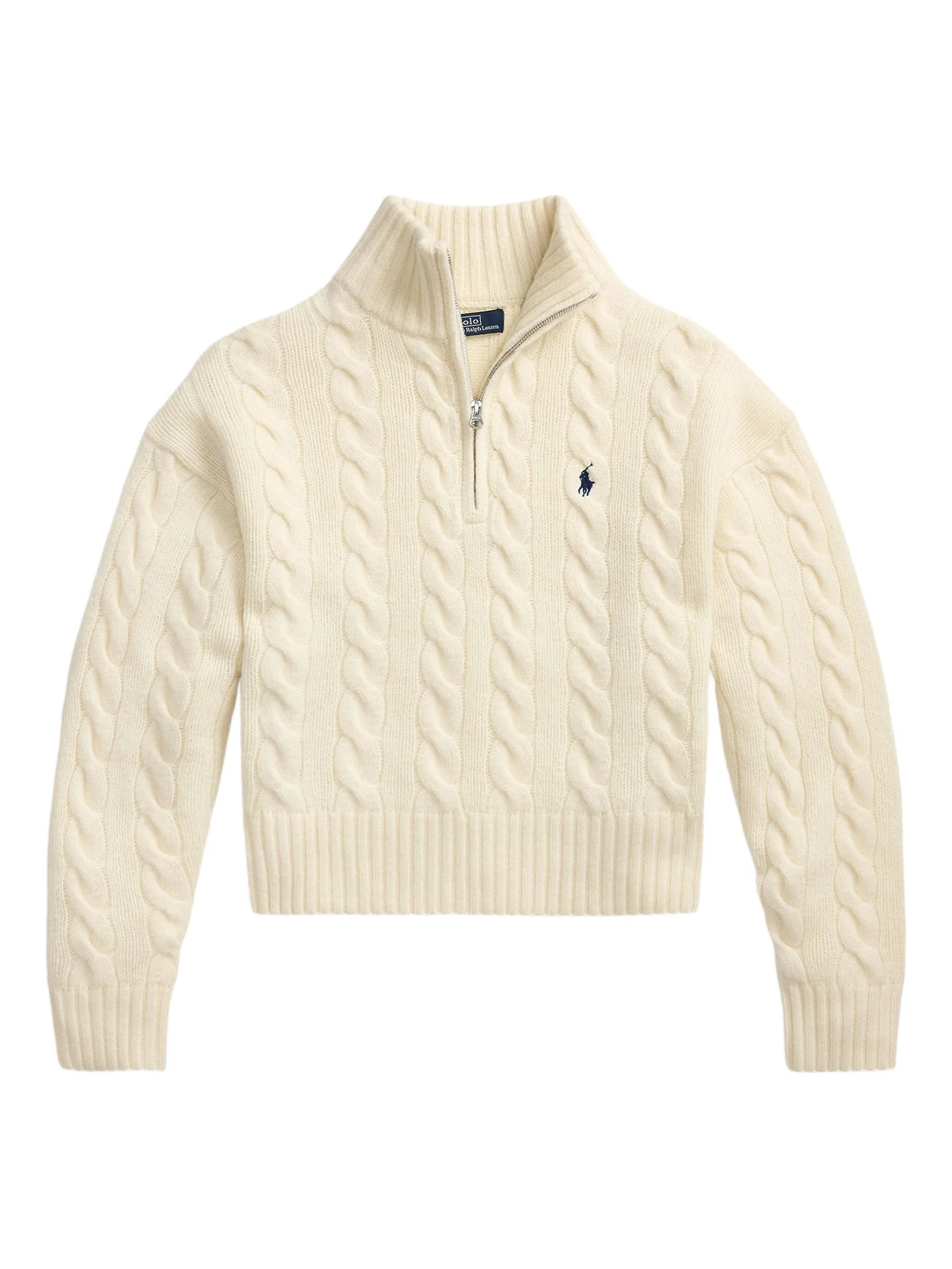 cable wool-cashmere half-zip jumper