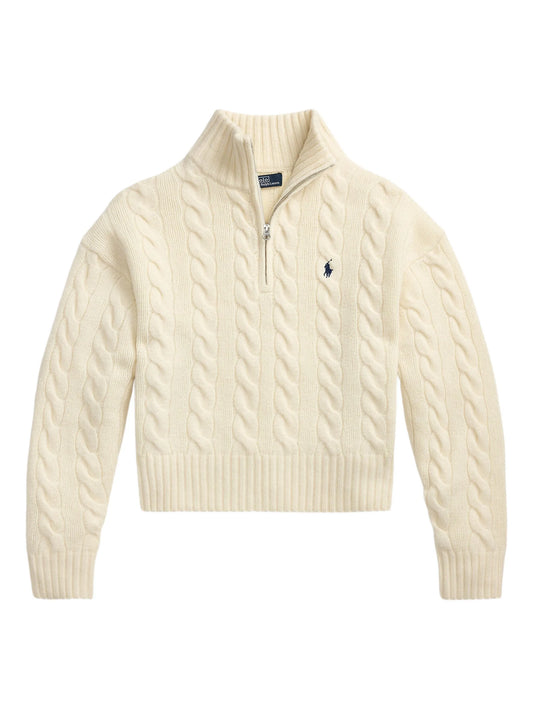 cable wool-cashmere half-zip jumper