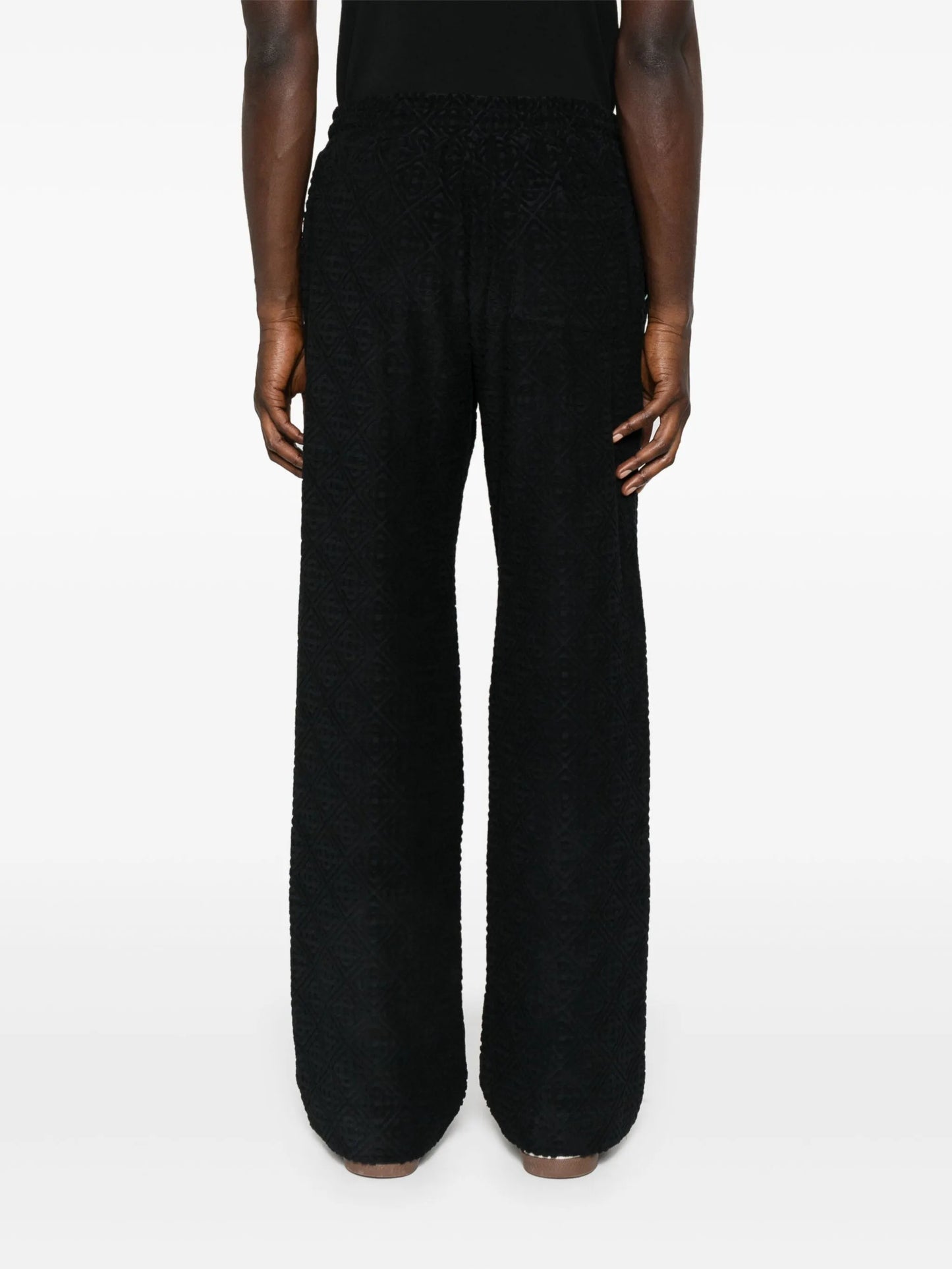 embroidered-logo straight-leg trousers