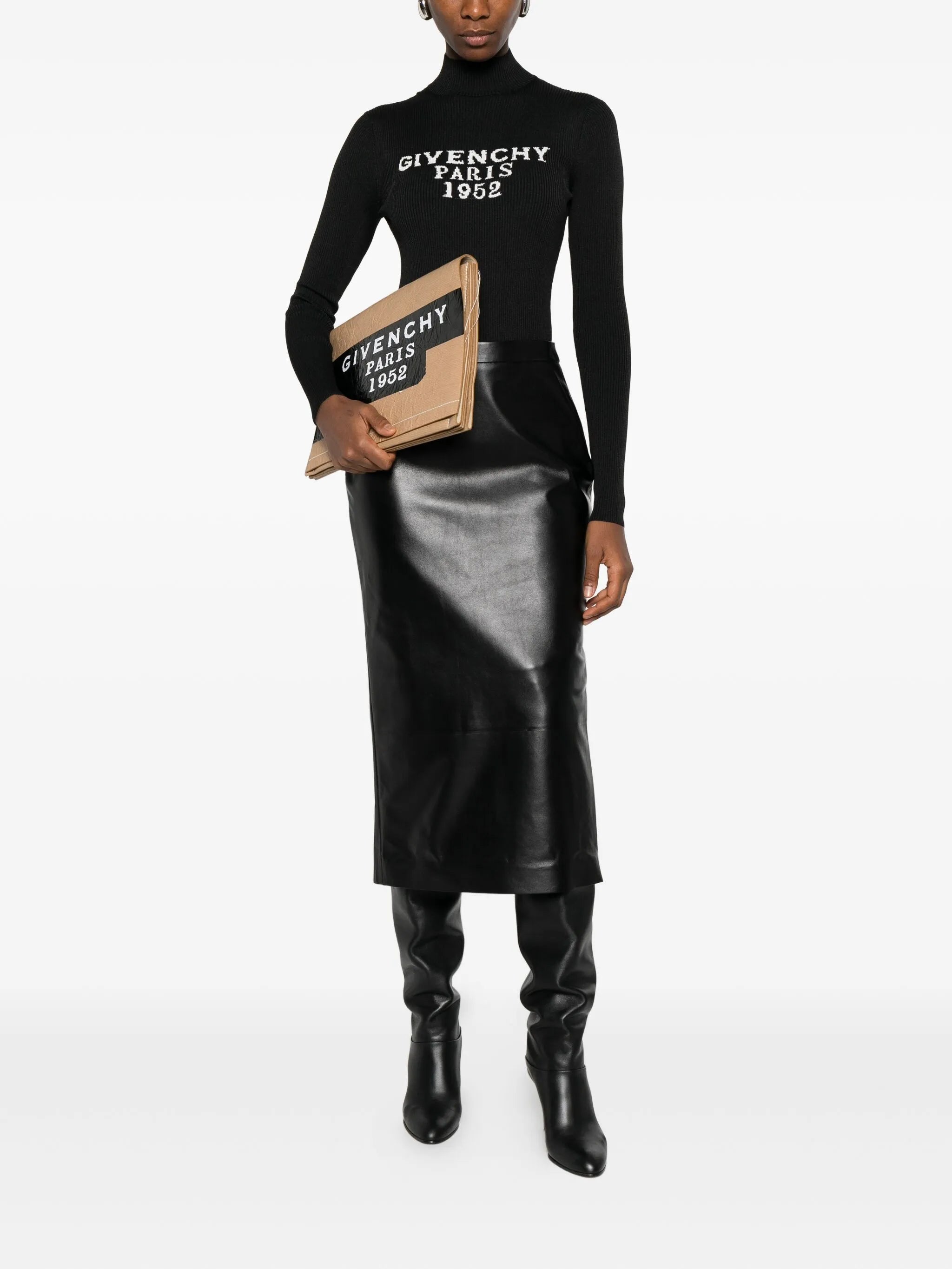 high-neck logo bodysuit