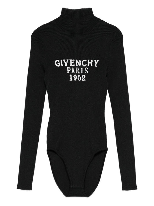 high-neck logo bodysuit