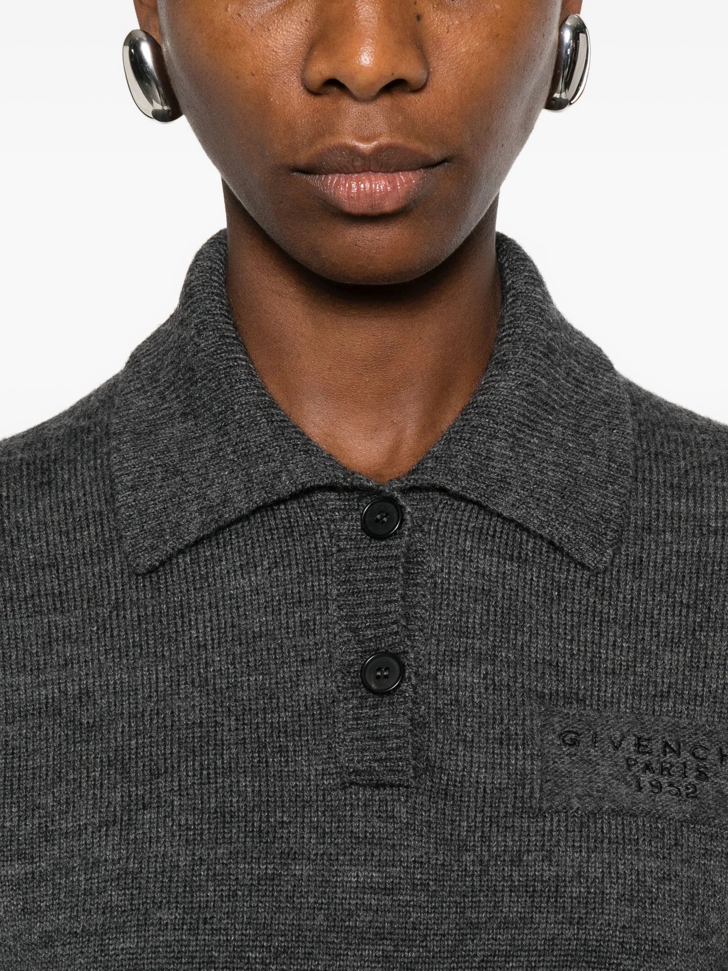 short-sleeve logo polo-neck knitwear