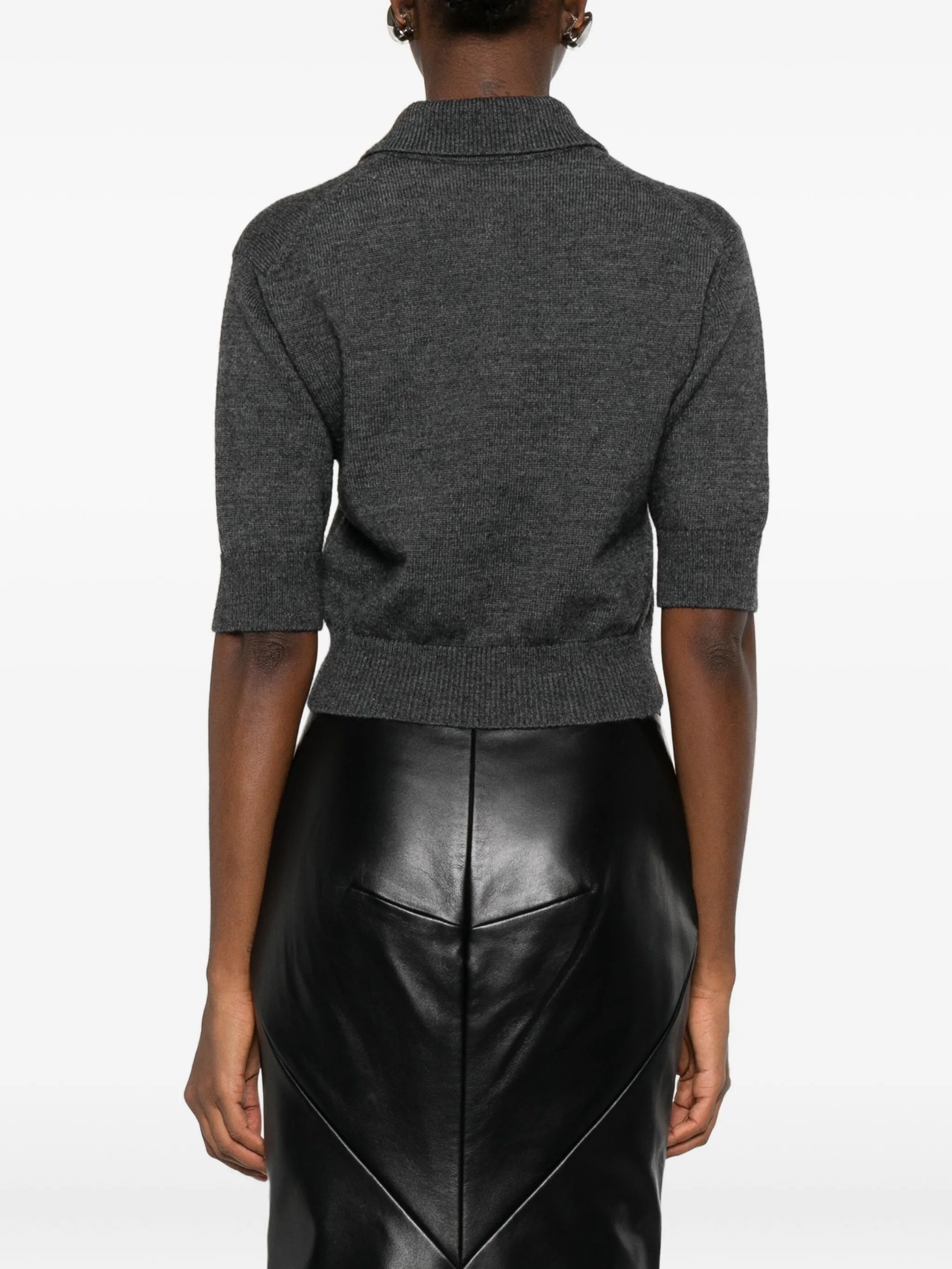 short-sleeve logo polo-neck knitwear