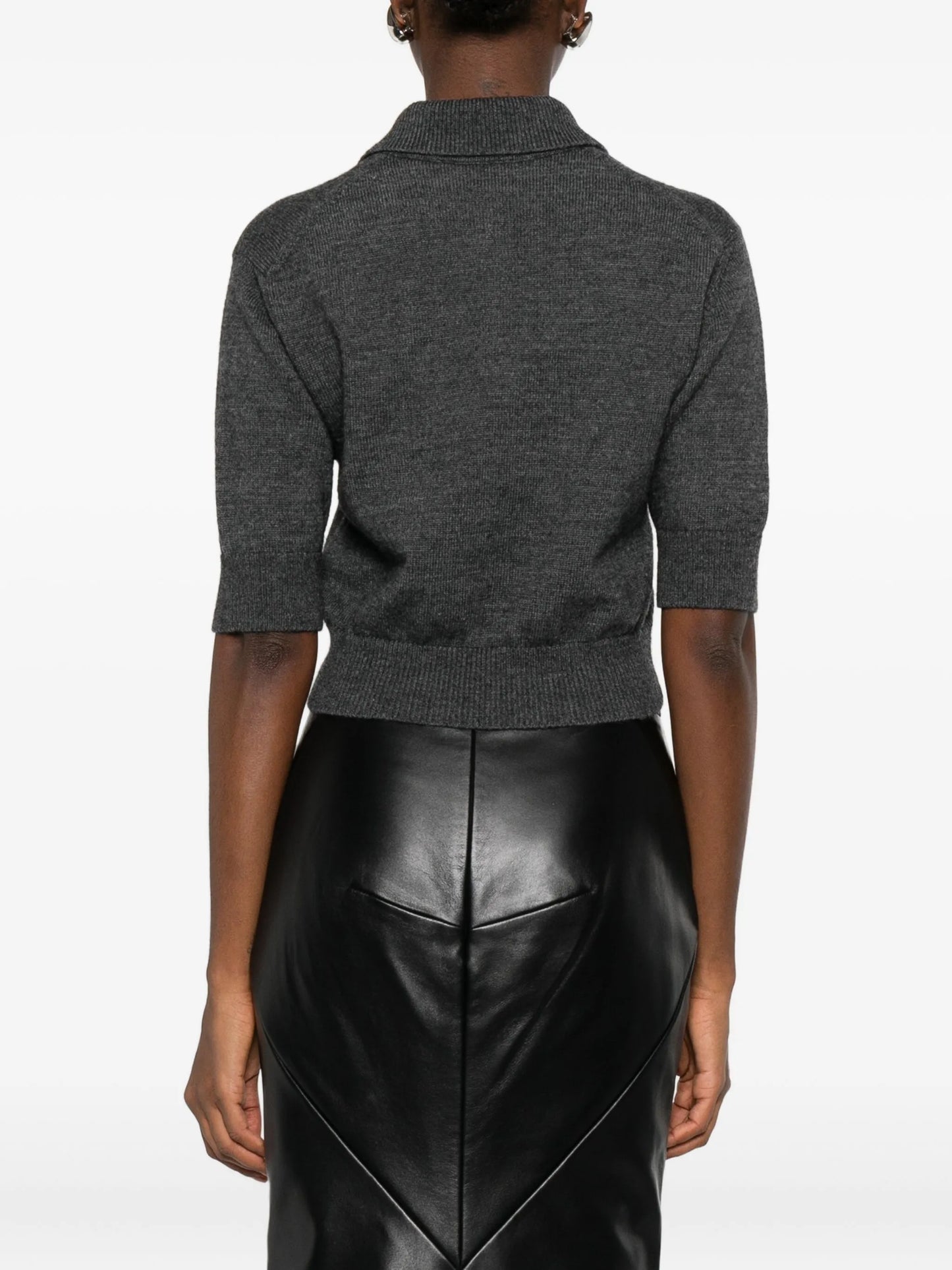 short-sleeve logo polo-neck knitwear