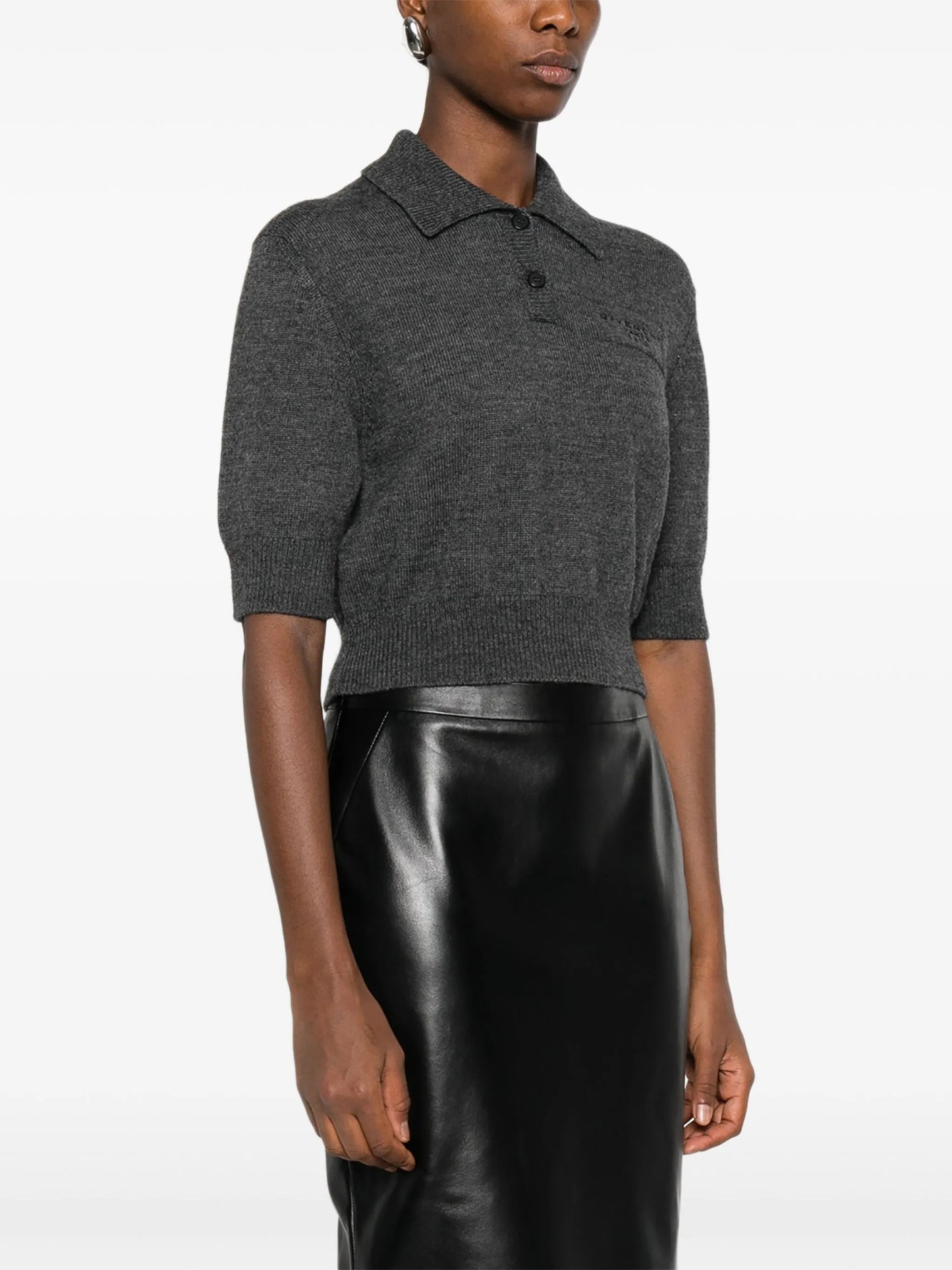 short-sleeve logo polo-neck knitwear