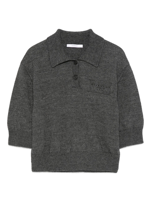 short-sleeve logo polo-neck knitwear