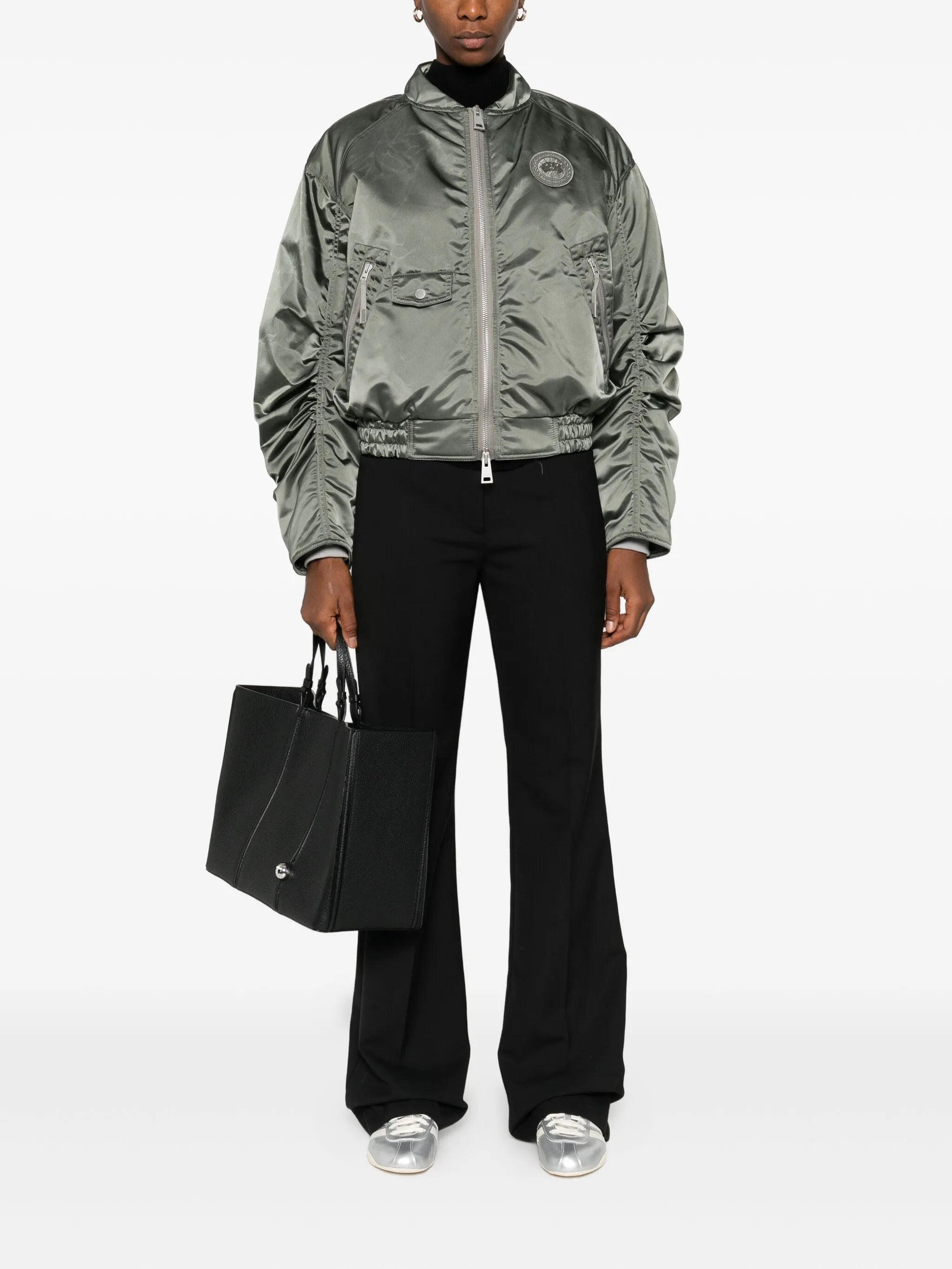 Jade zip-up bomber jacket