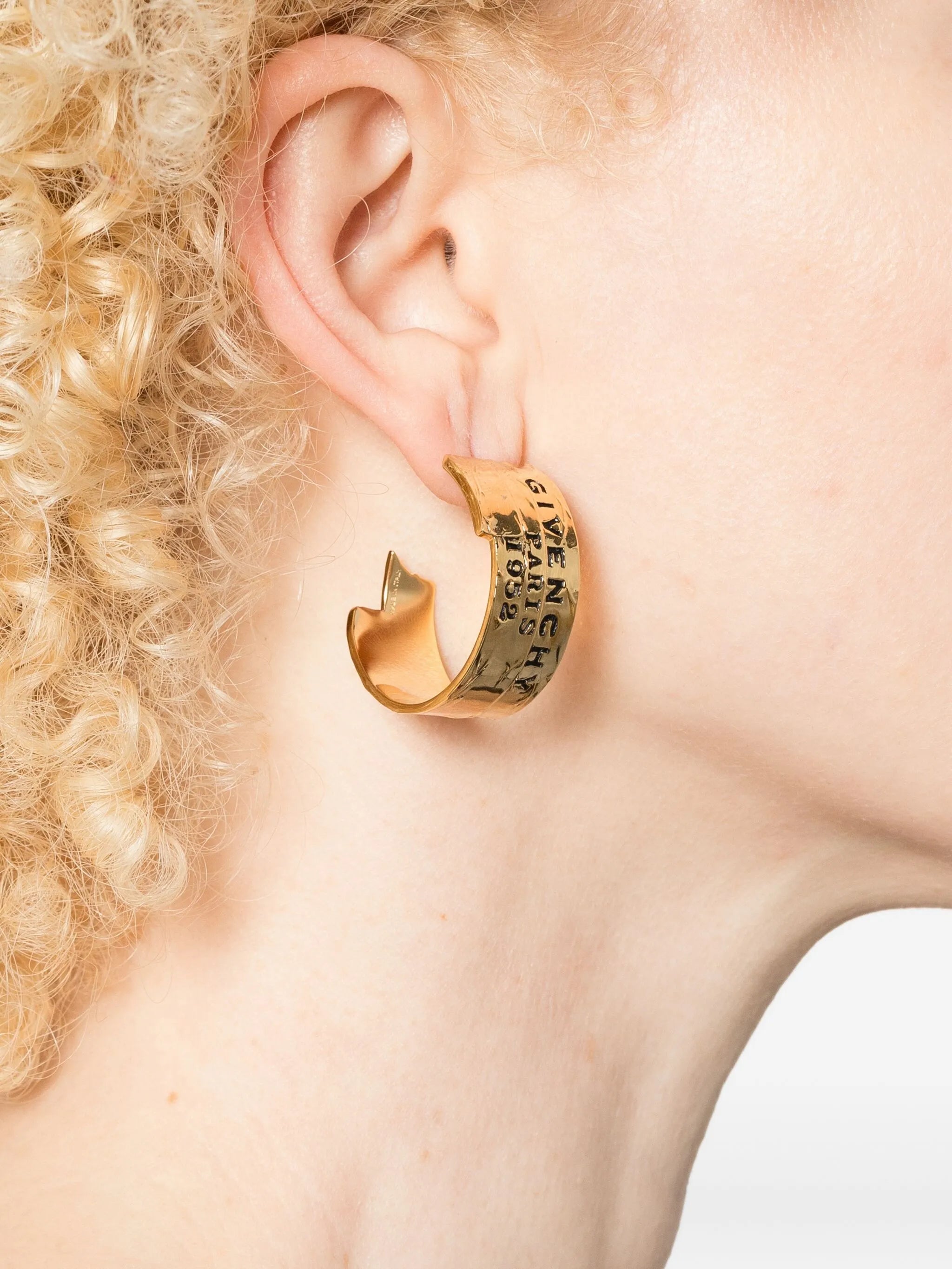 logo-engraved hoop earrings