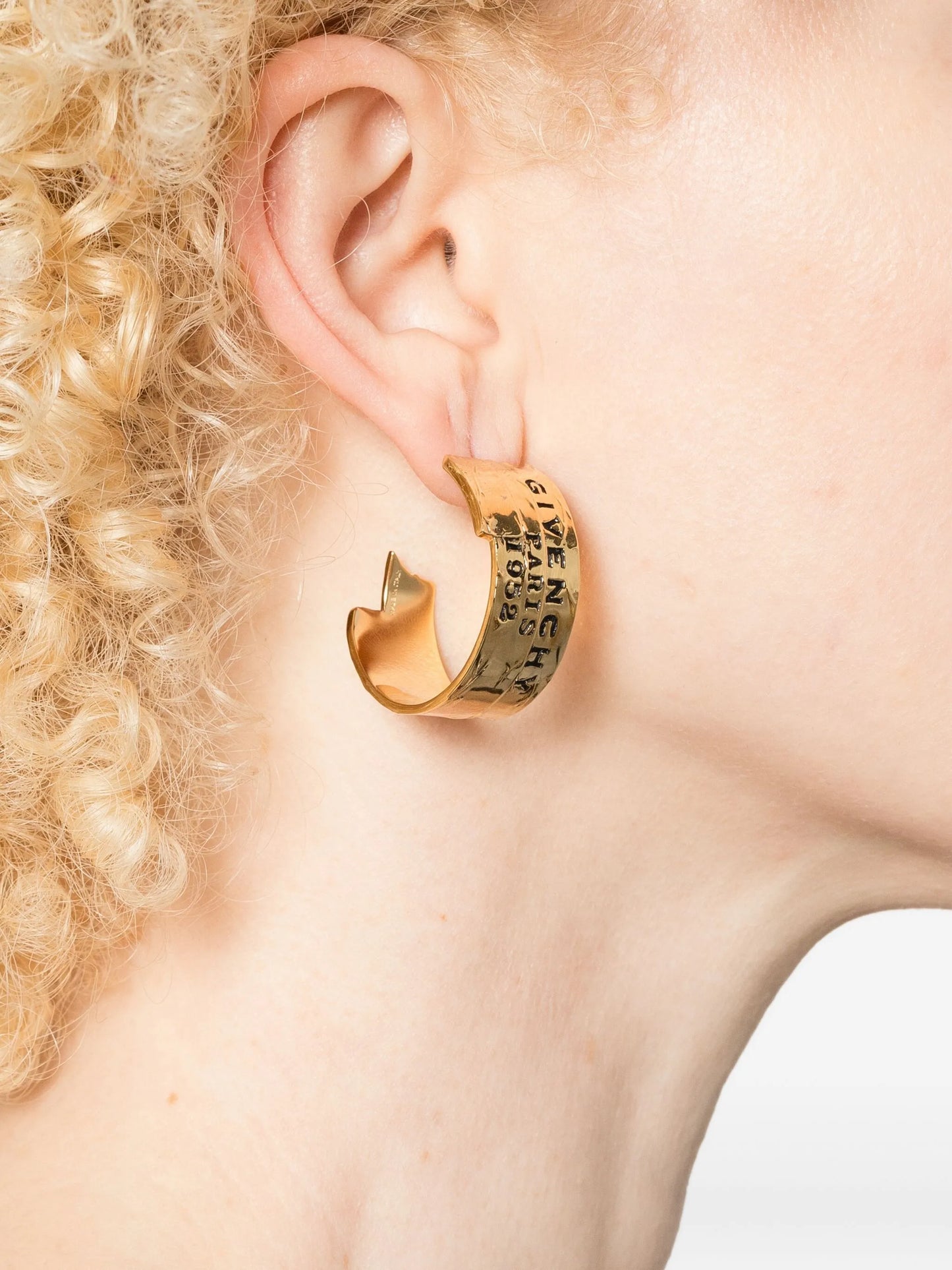 logo-engraved hoop earrings