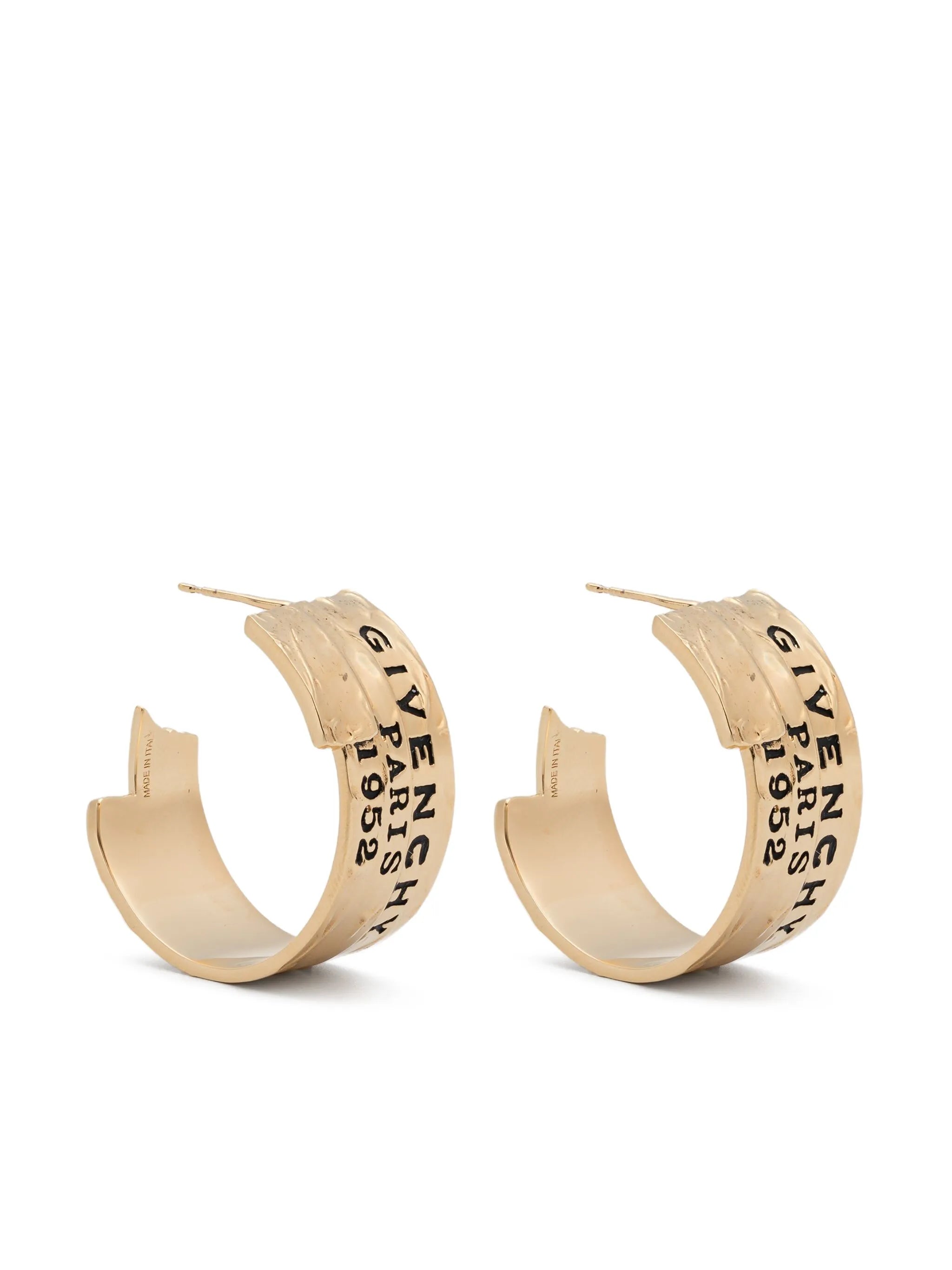 logo-engraved hoop earrings