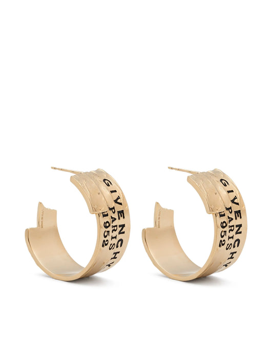 logo-engraved hoop earrings