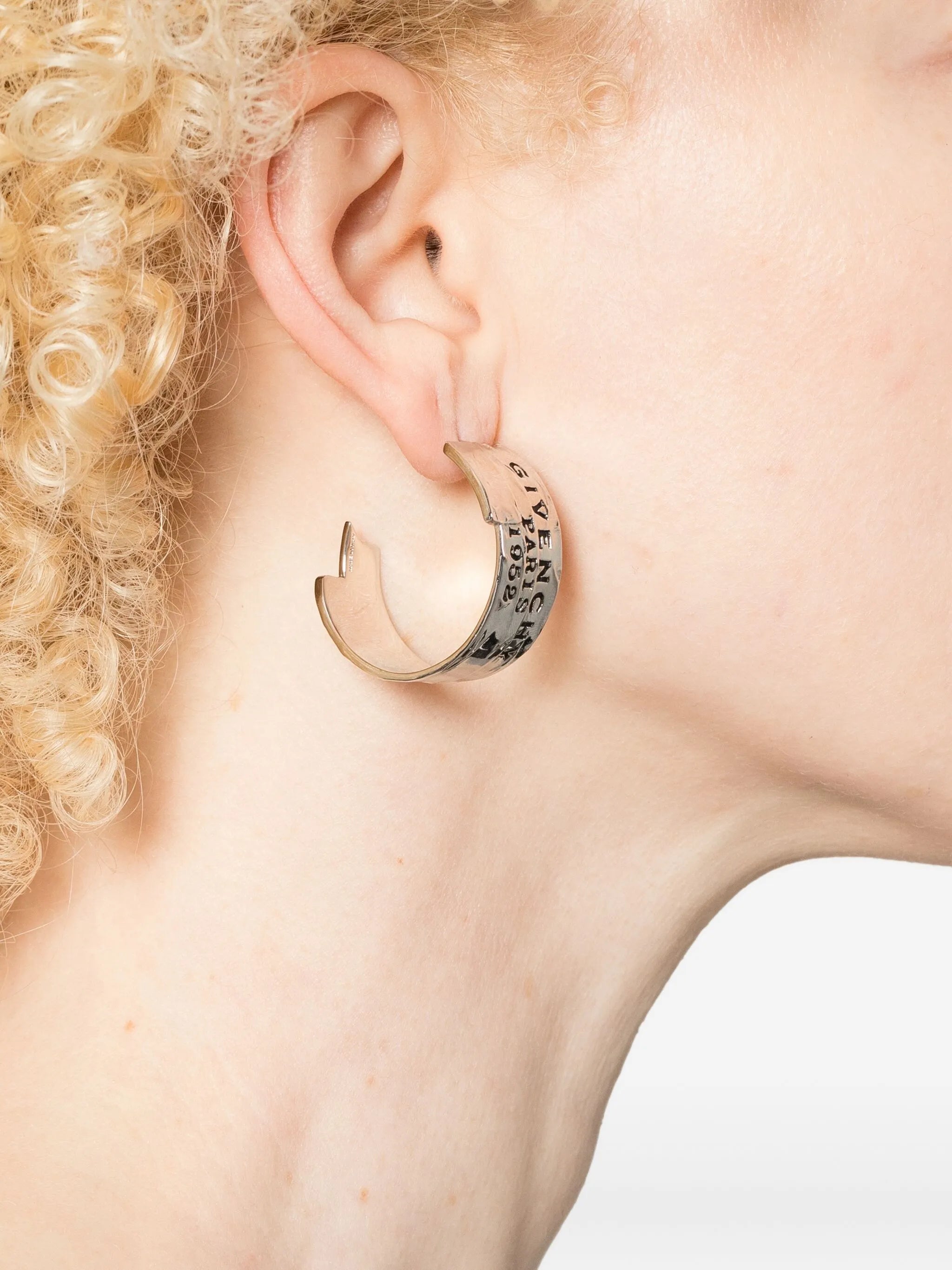 logo-engraved hoop earrings
