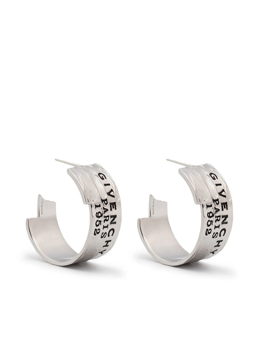 logo-engraved hoop earrings