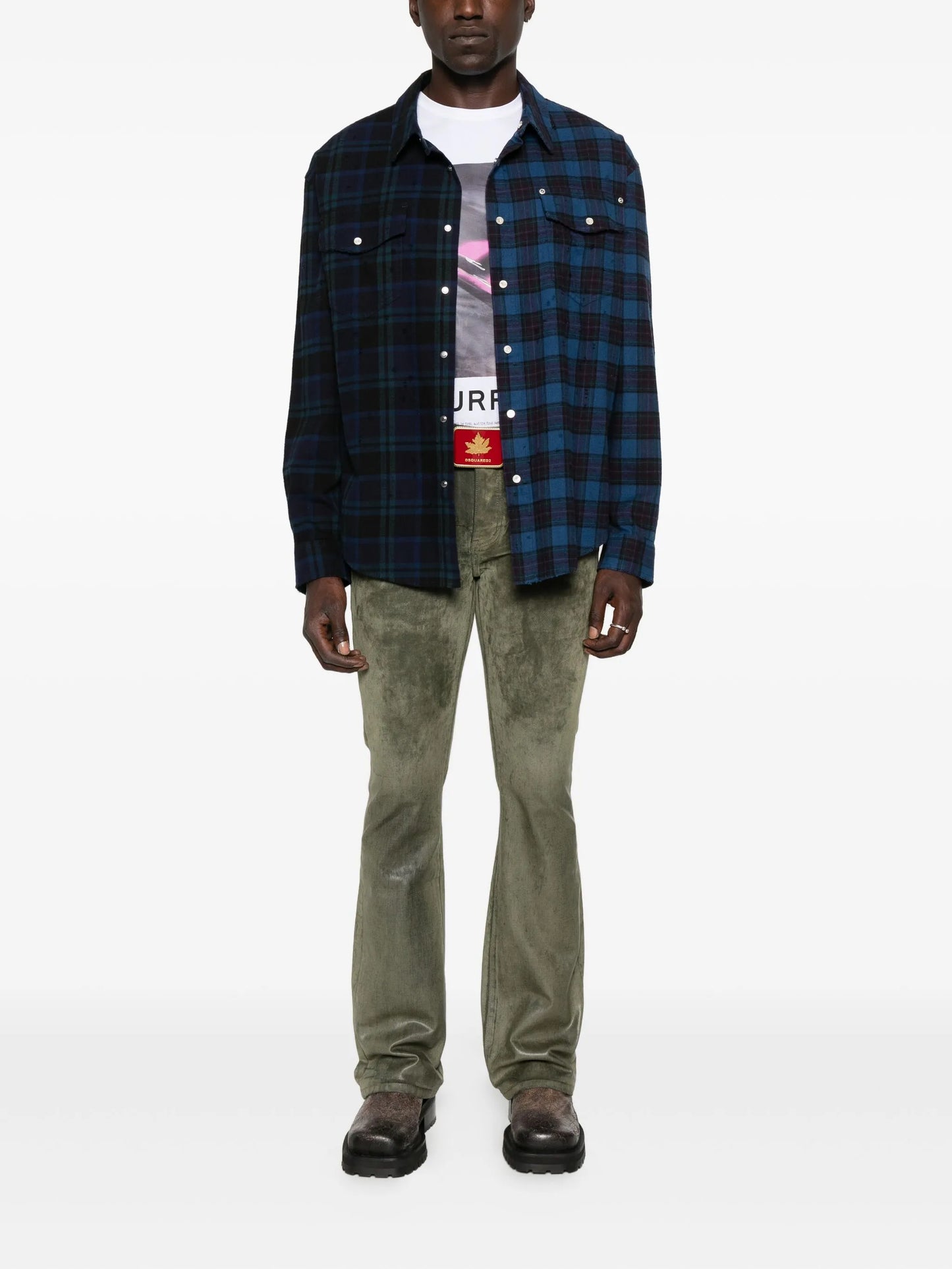 flocked flared jeans