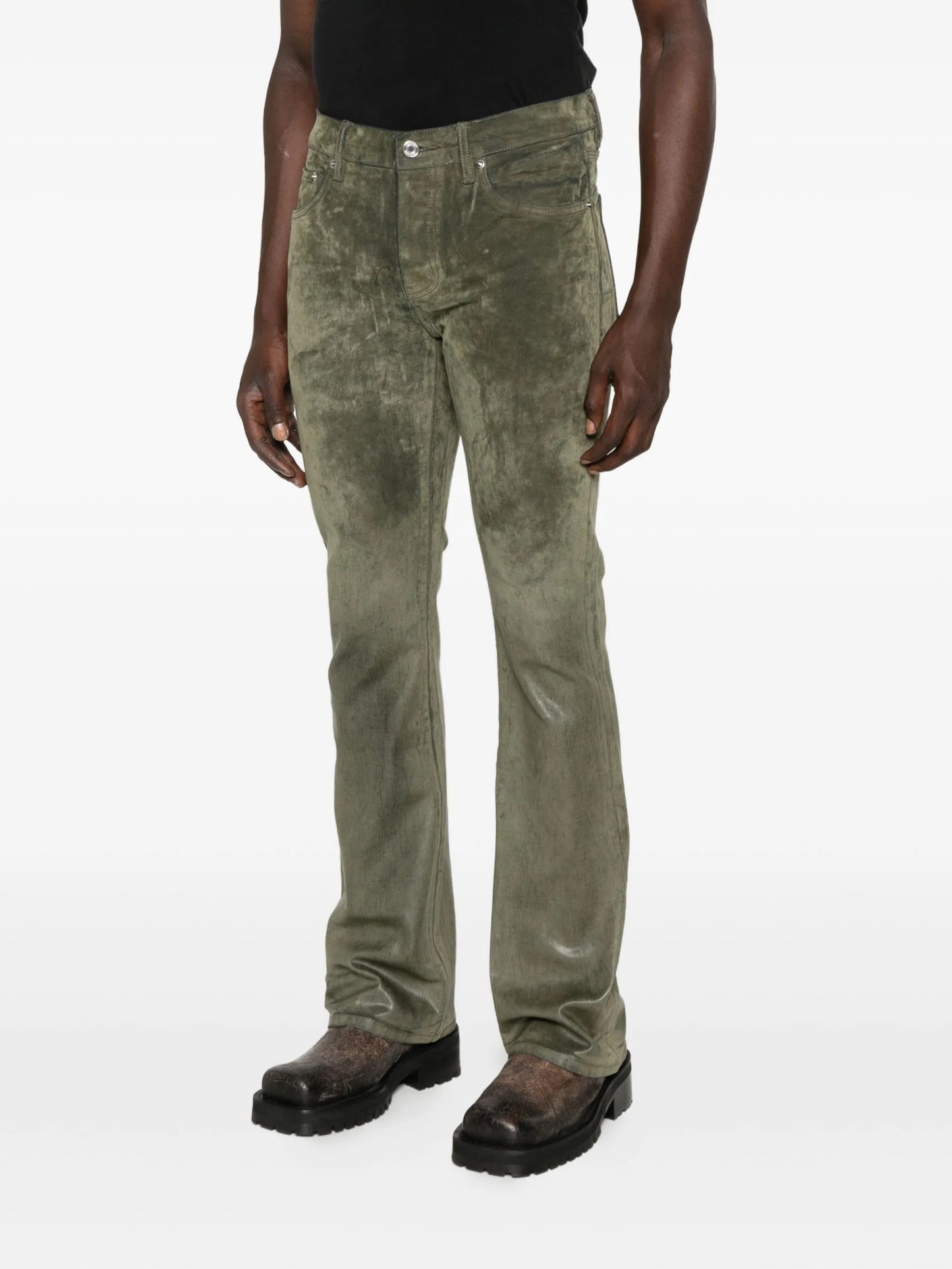 flocked flared jeans