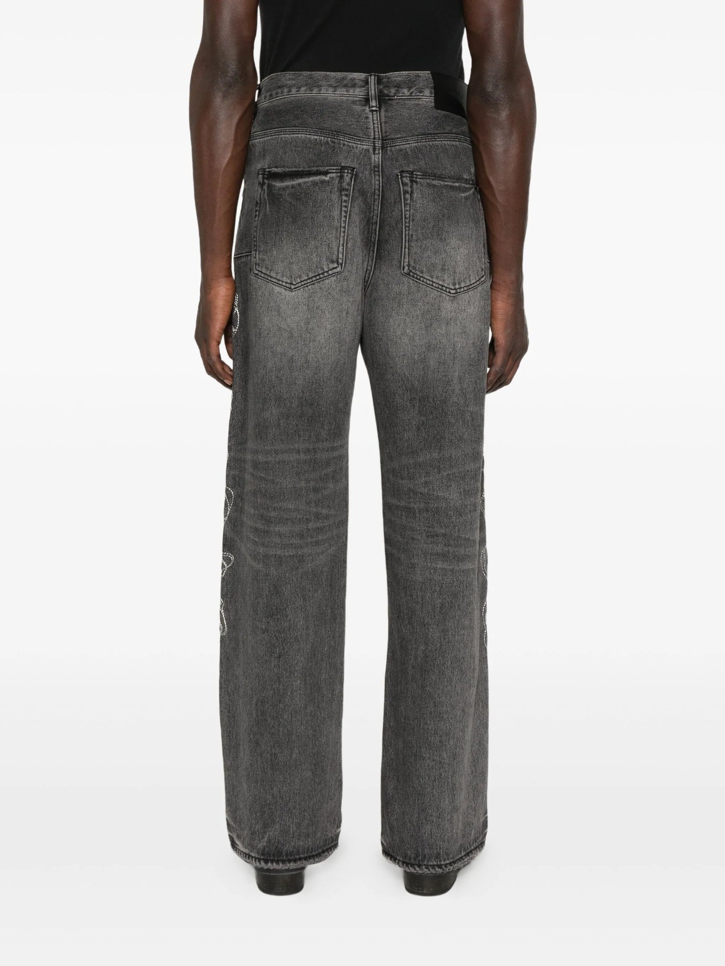 embroidered wide-leg jeans