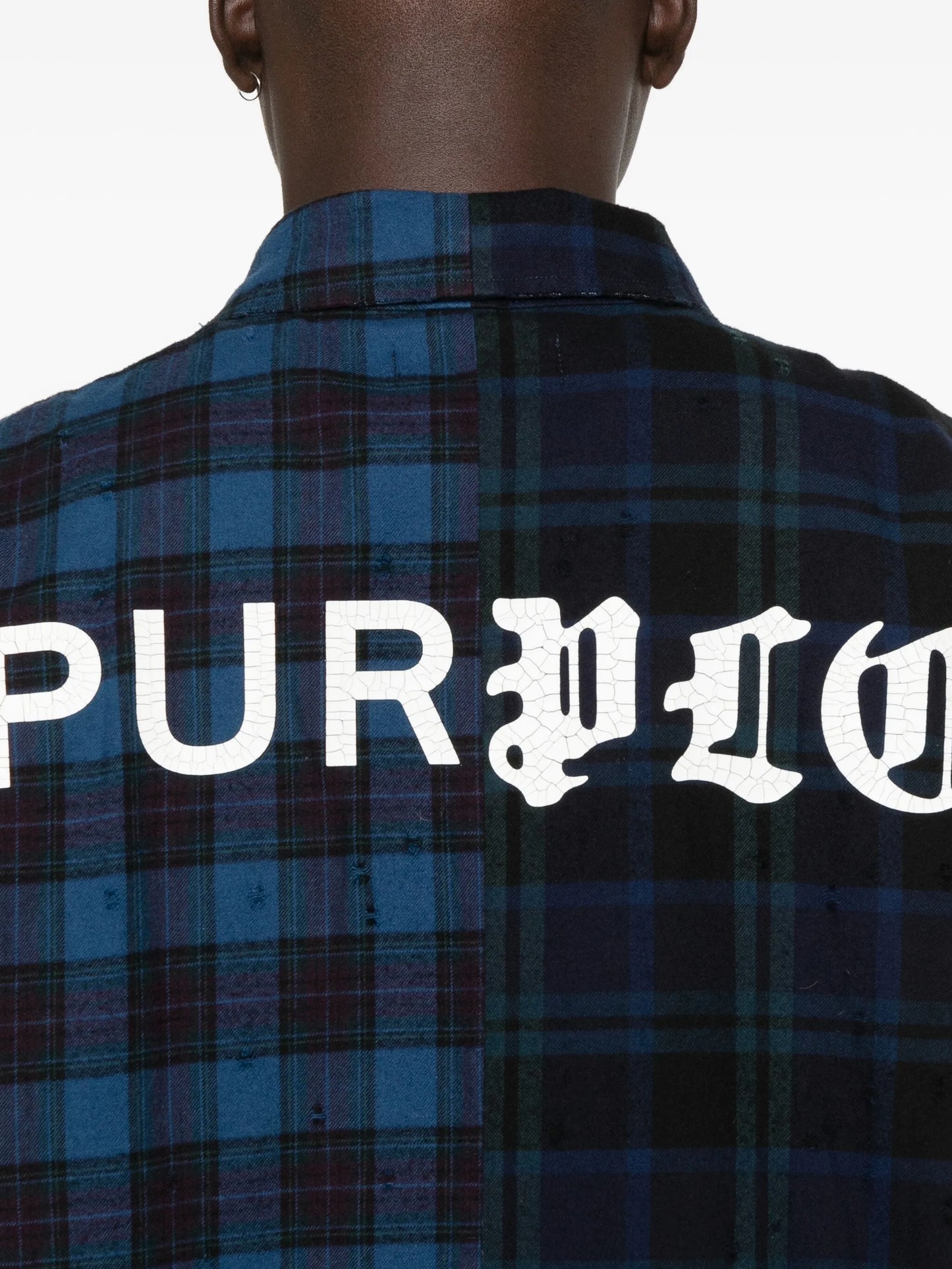 colour-block plaid shirt