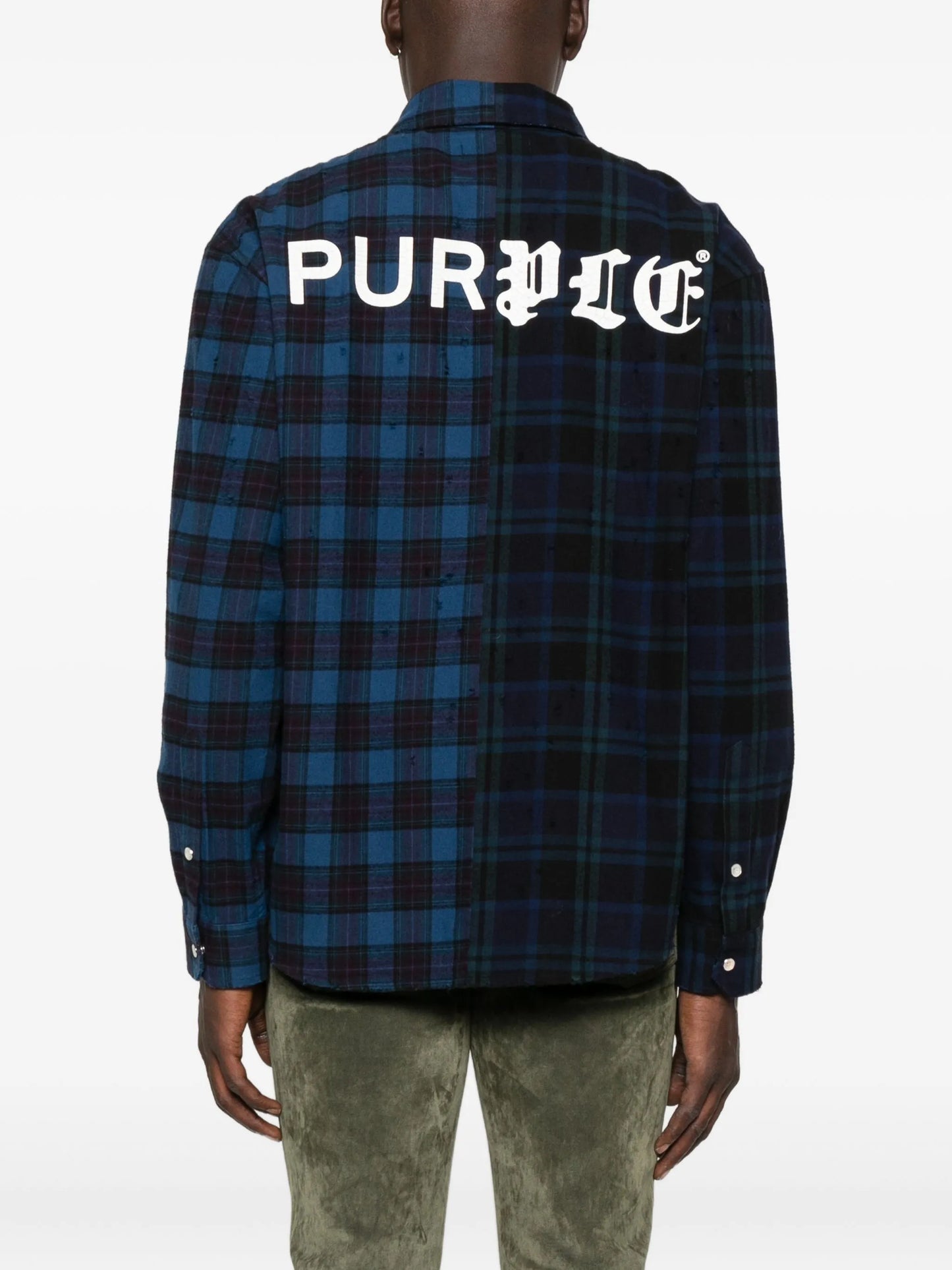 colour-block plaid shirt