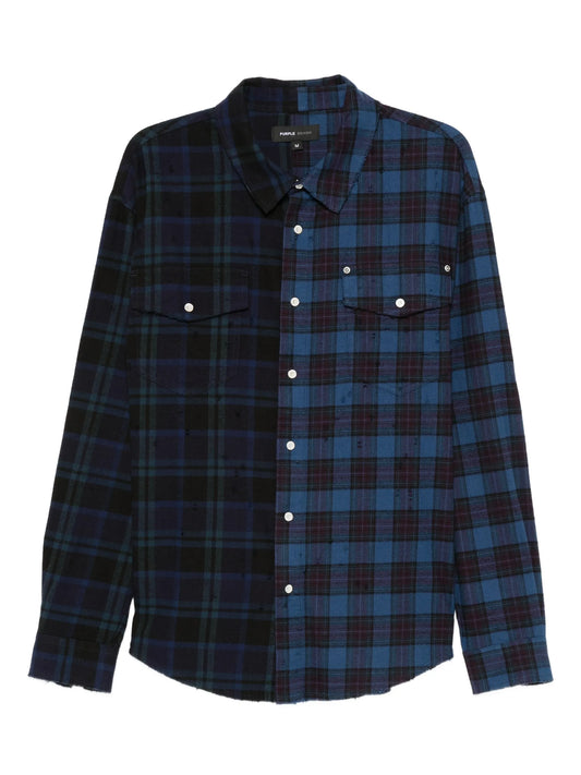 colour-block plaid shirt