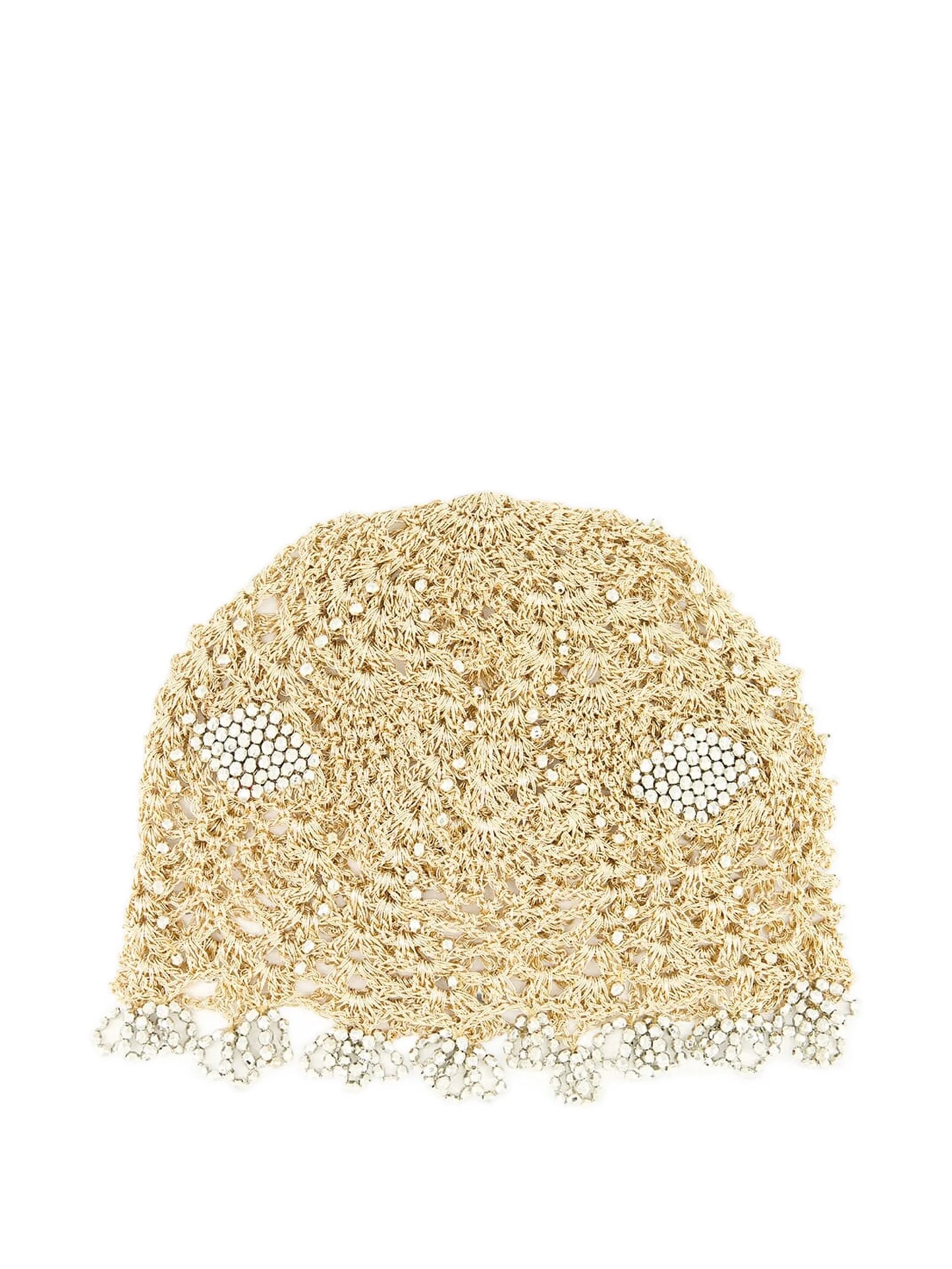 crochet-knit beaded hat