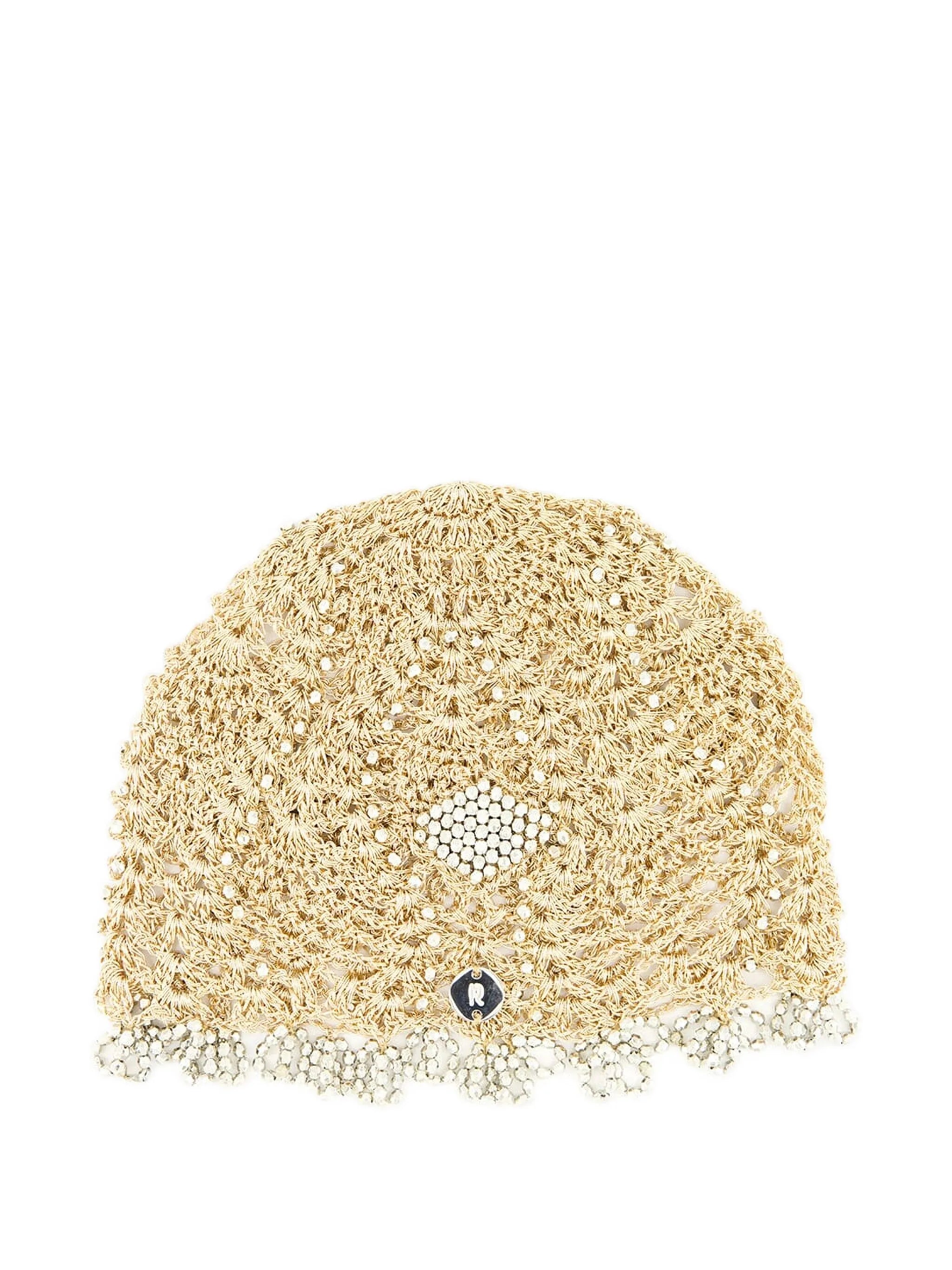 crochet-knit beaded hat
