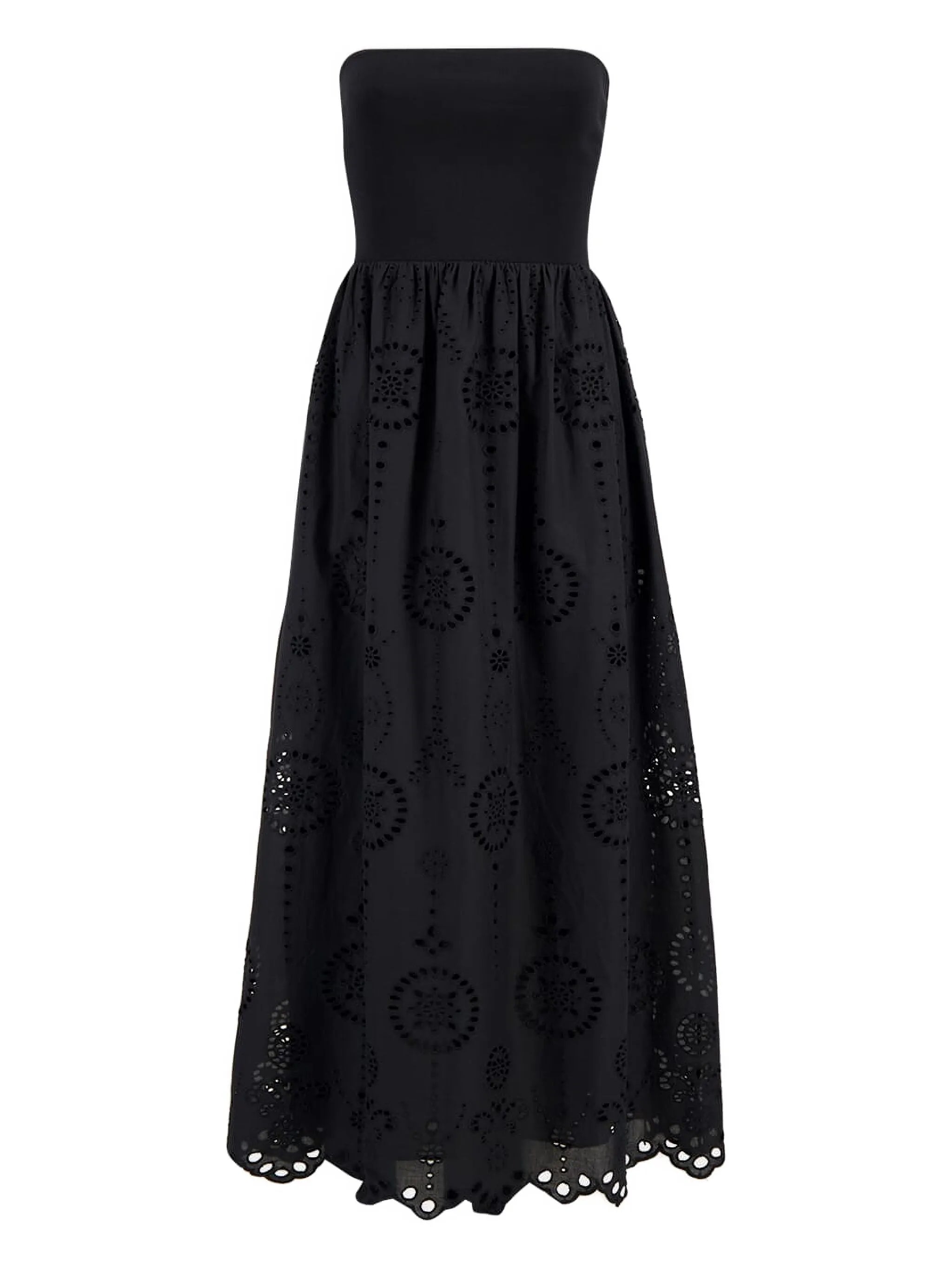 strapless broderie-anglaise maxi dress