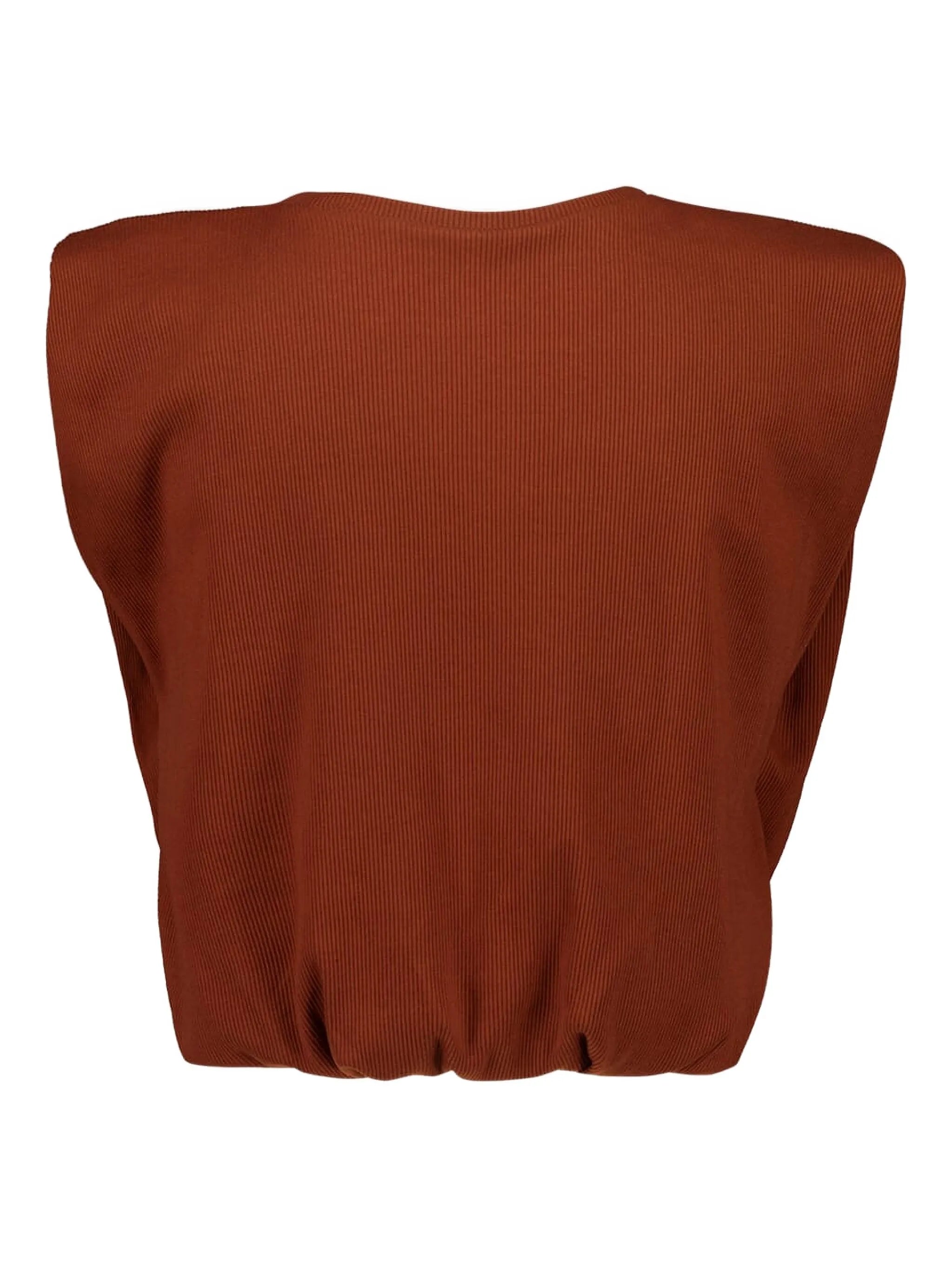 padded-shoulder ribbed t-shirt