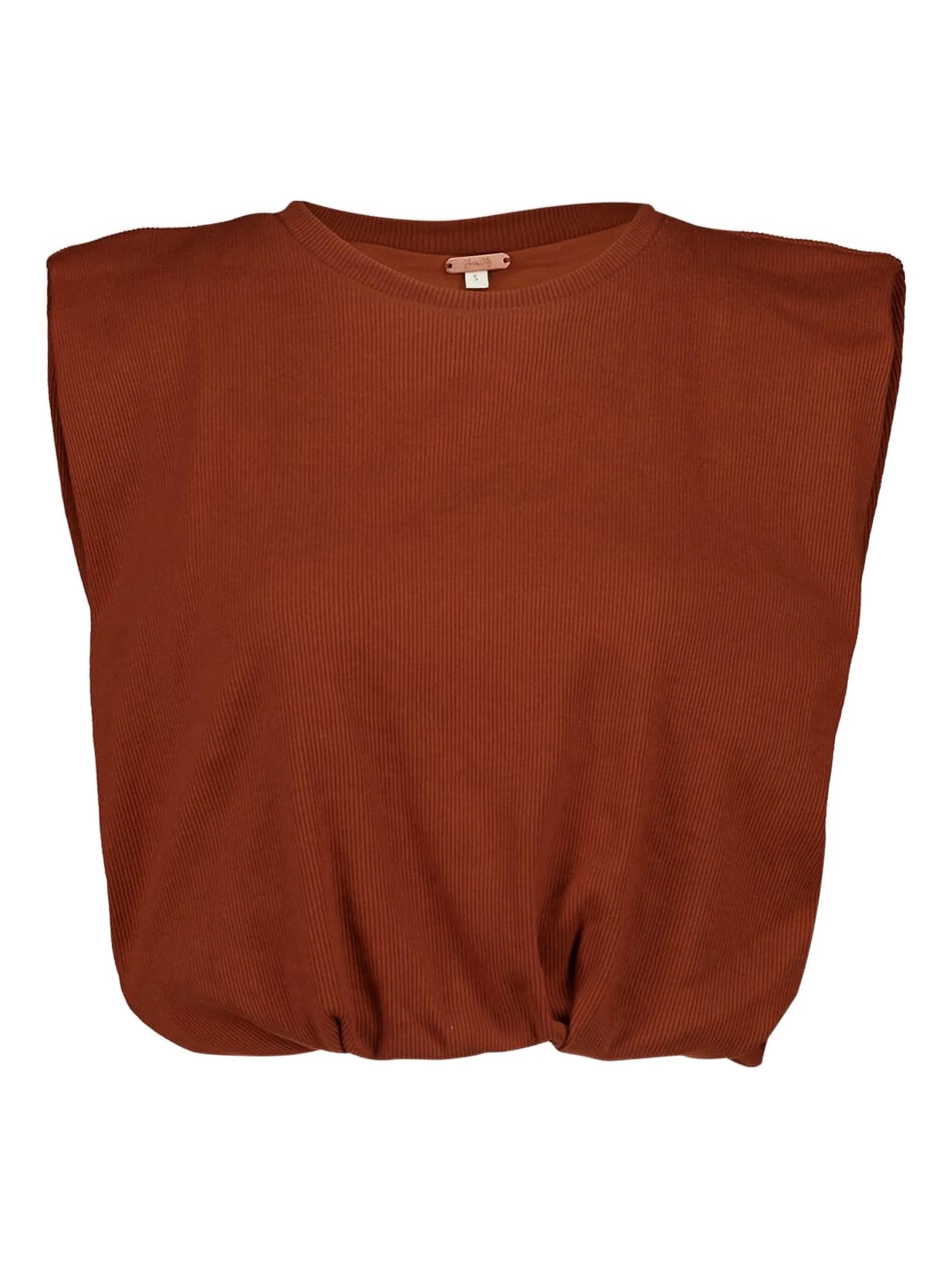 padded-shoulder ribbed t-shirt