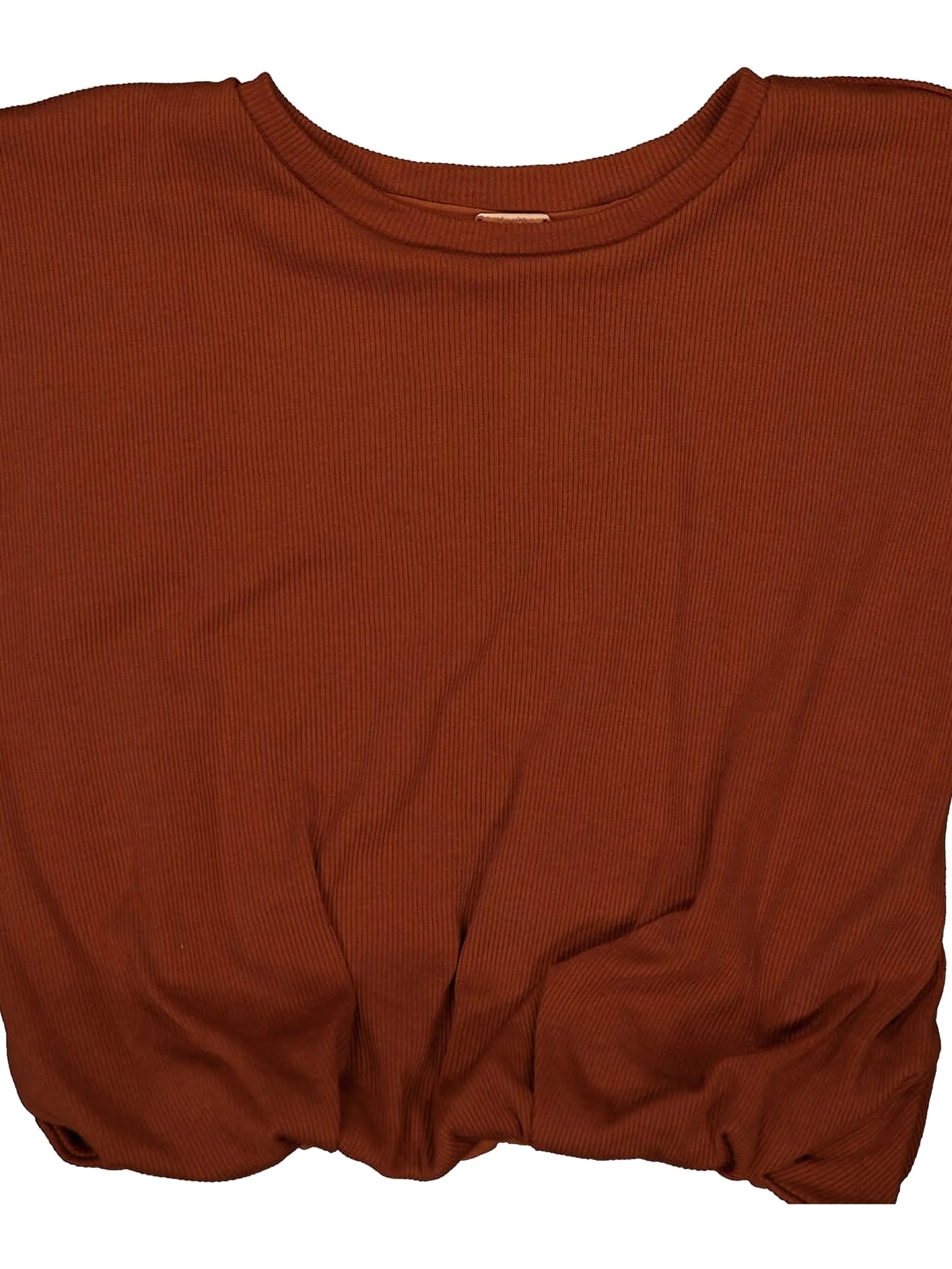 padded-shoulder ribbed t-shirt