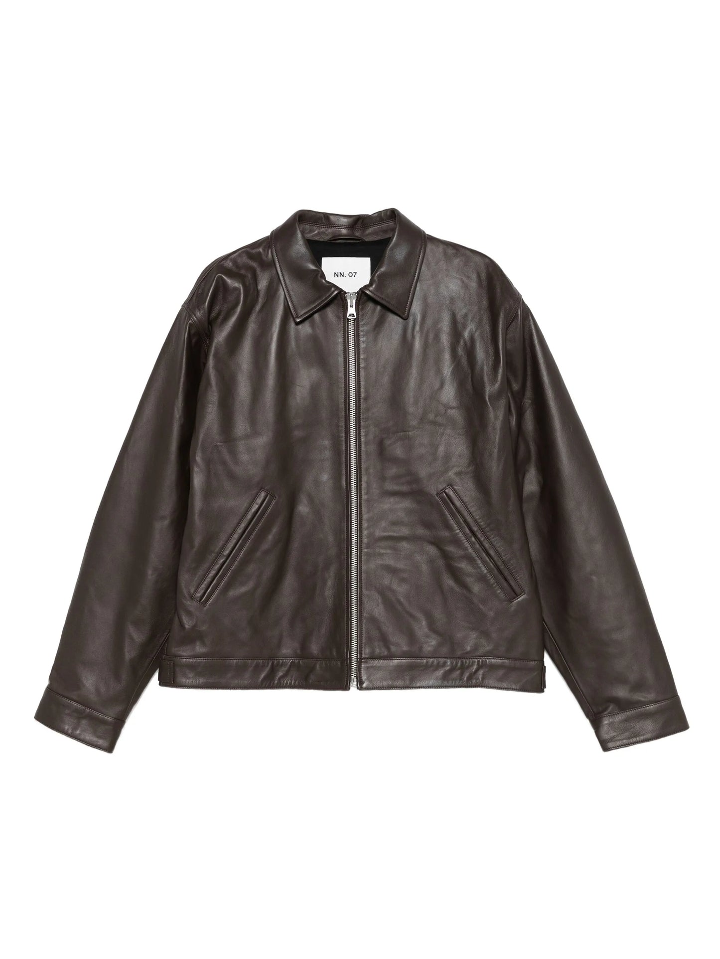 zip-front welt-pocket leather jacket