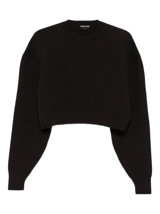 round-neck cropped sweatshirt
