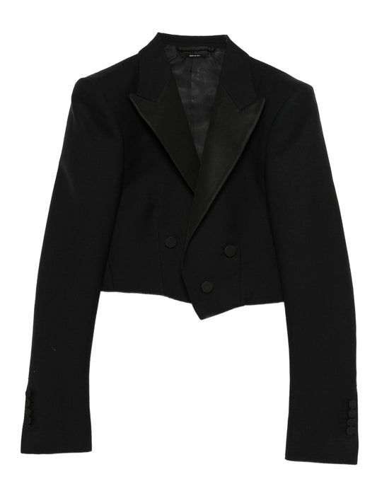 double-breasted cropped blazer