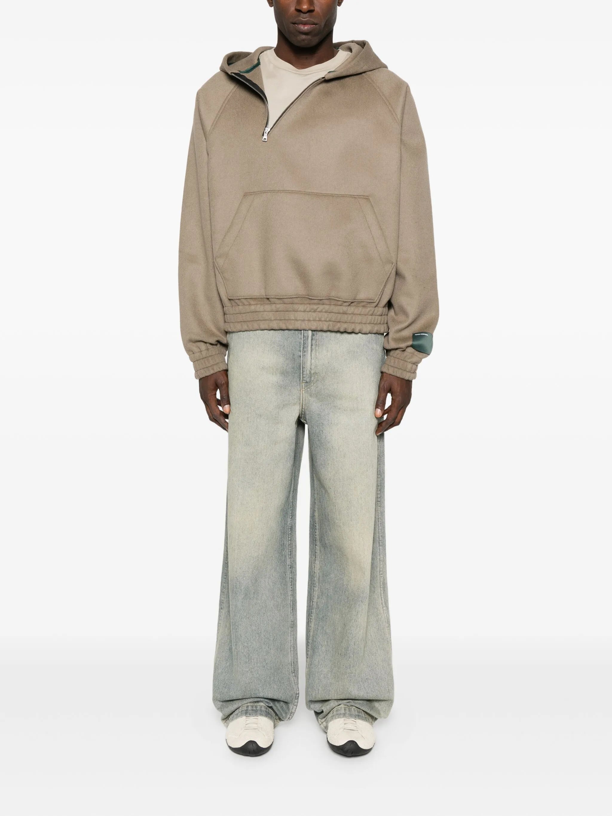 half-zip knitted hoodie