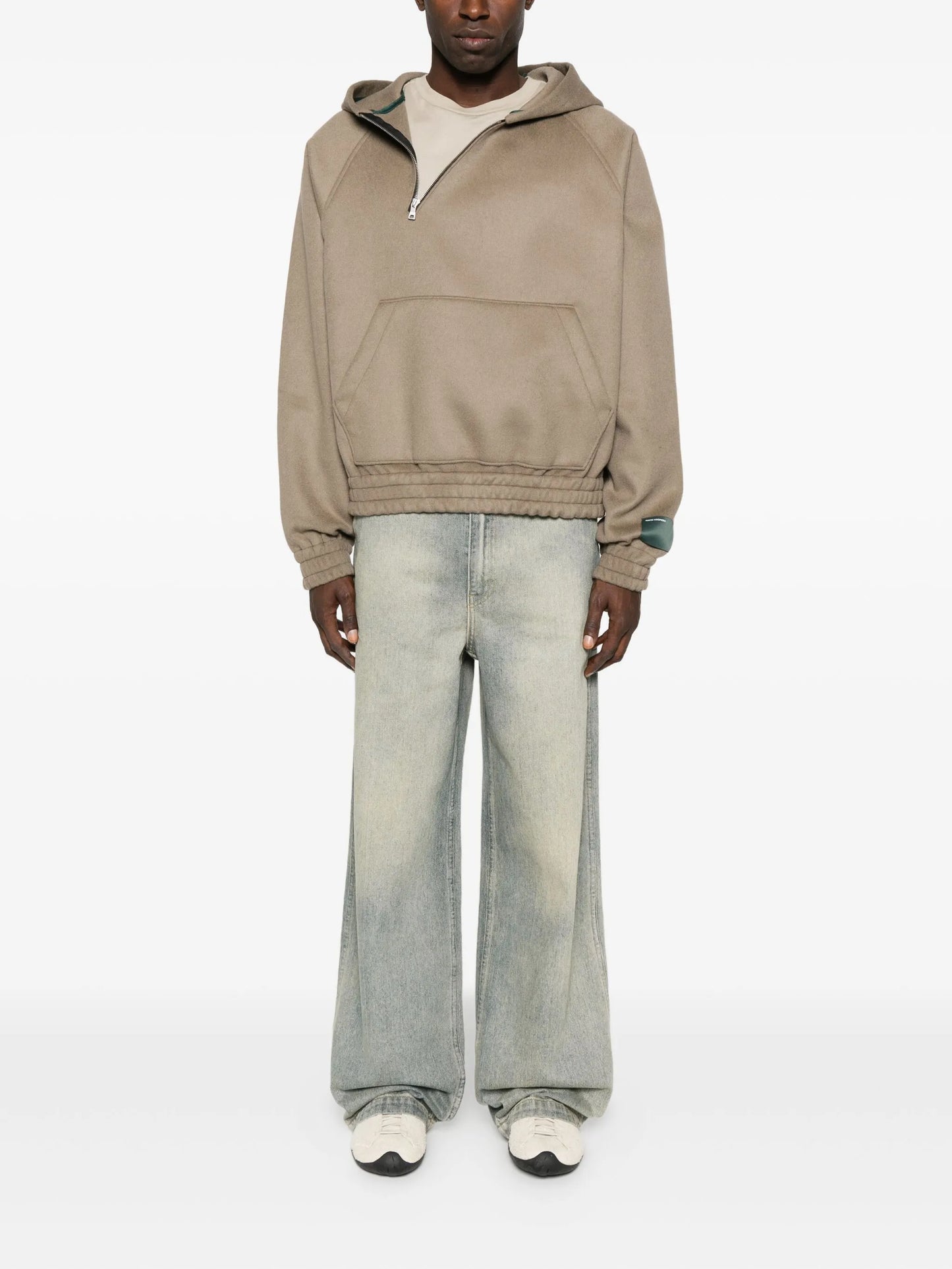 half-zip knitted hoodie
