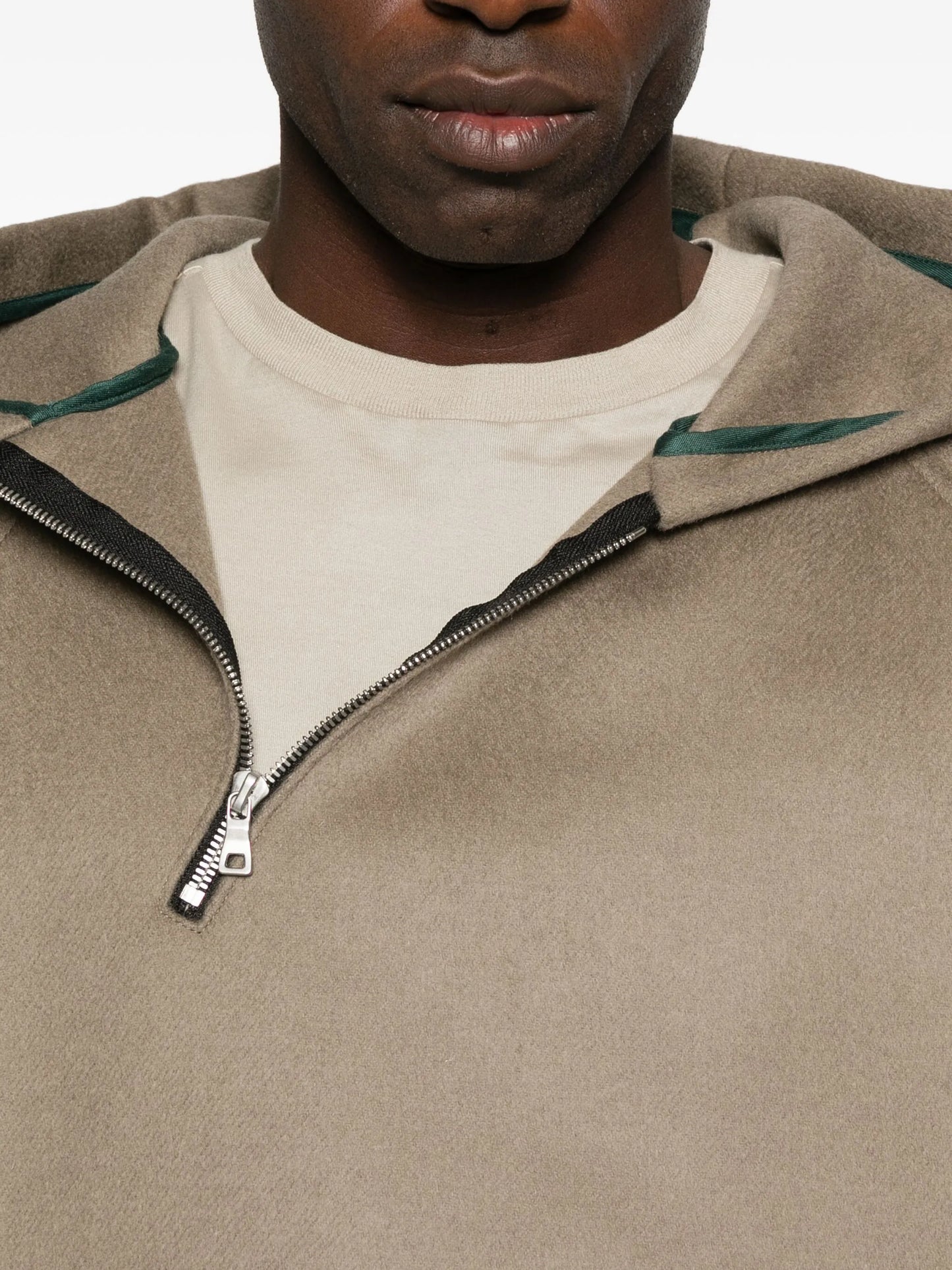 half-zip knitted hoodie