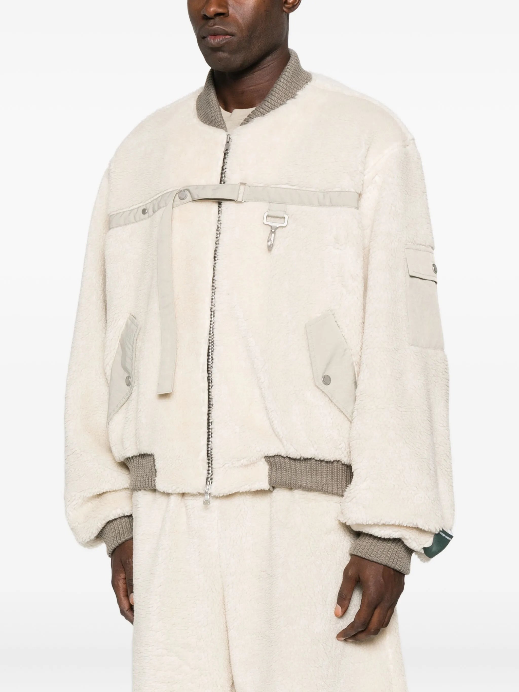 fleece-texture bomber jacket