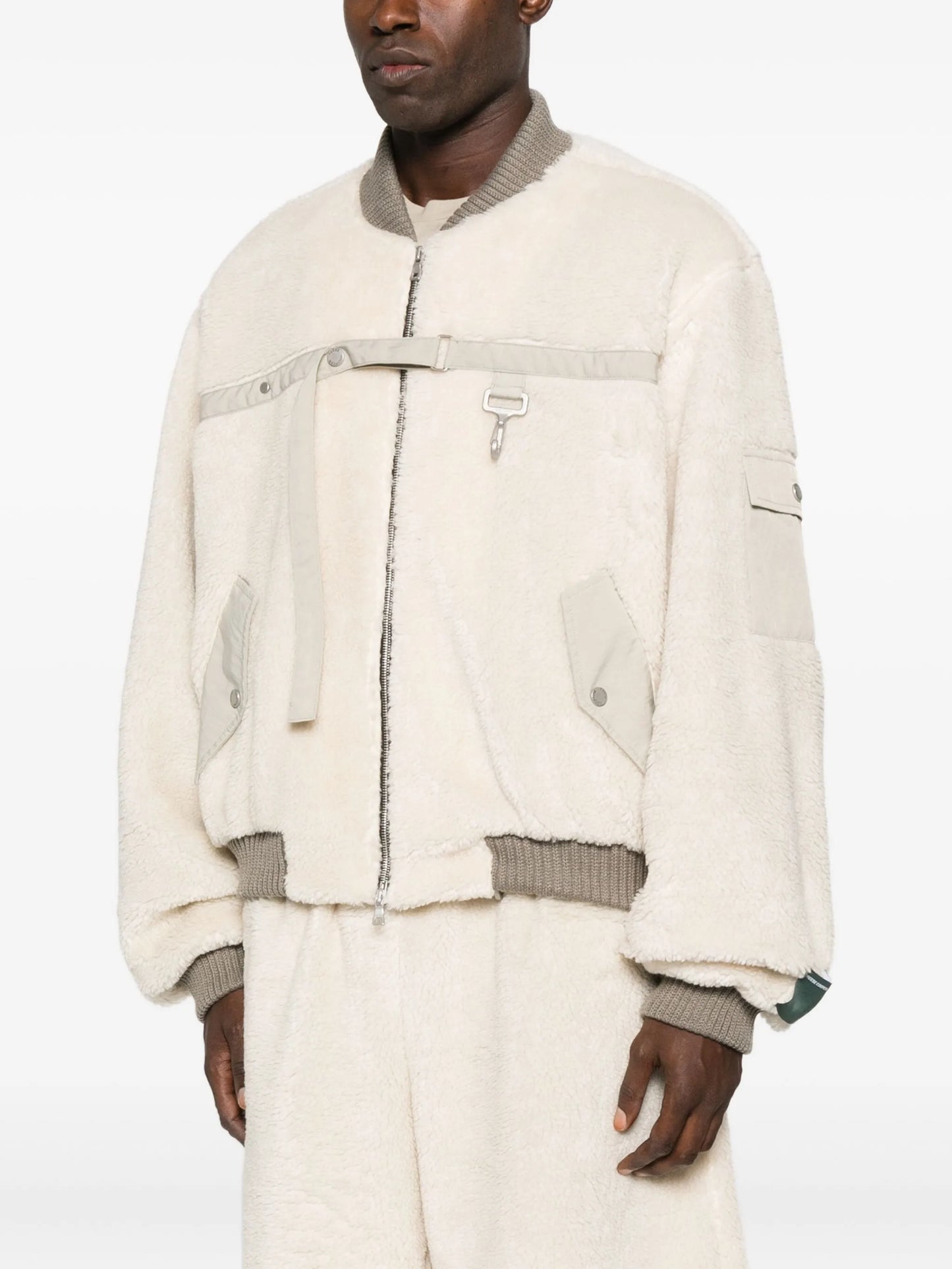 fleece-texture bomber jacket