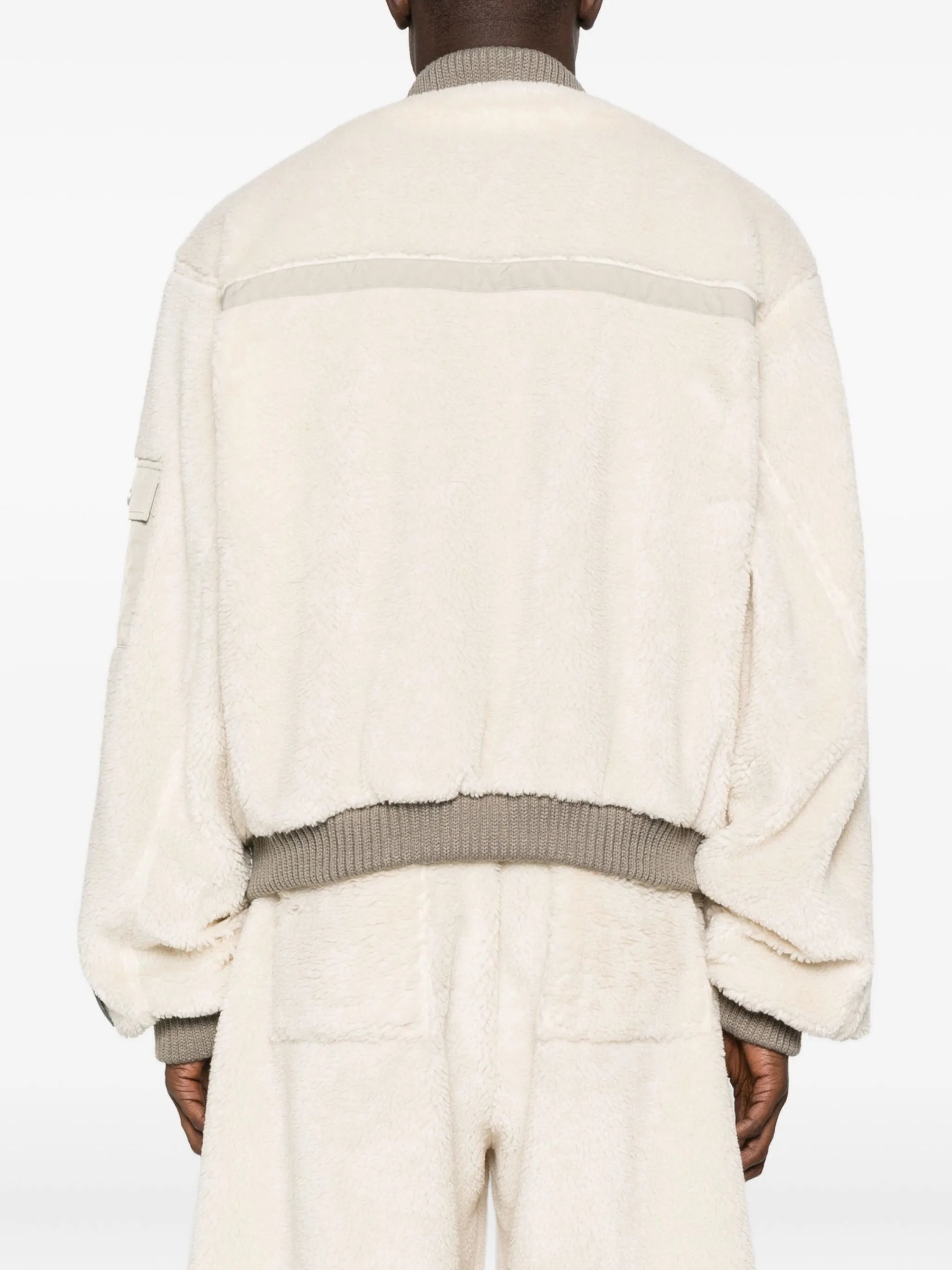 fleece-texture bomber jacket