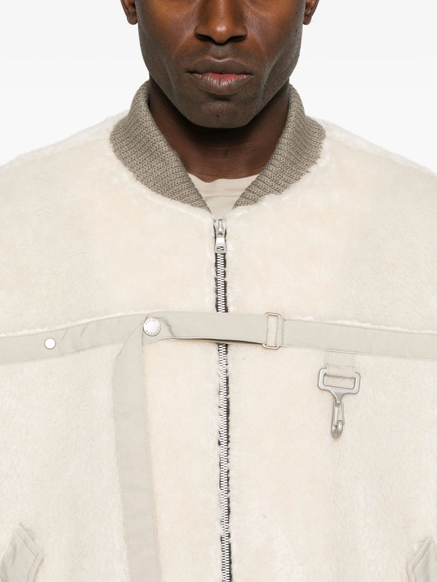 fleece-texture bomber jacket