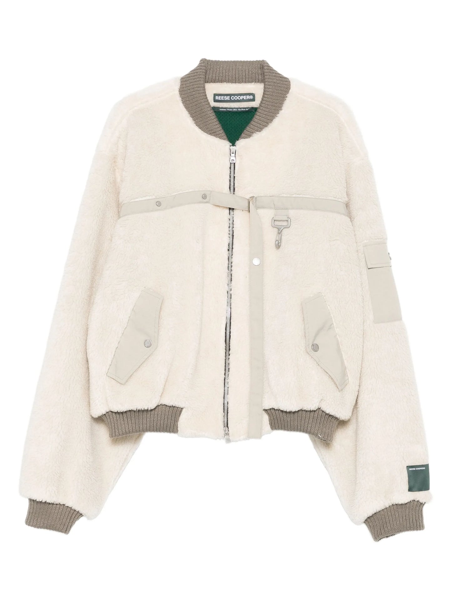 fleece-texture bomber jacket