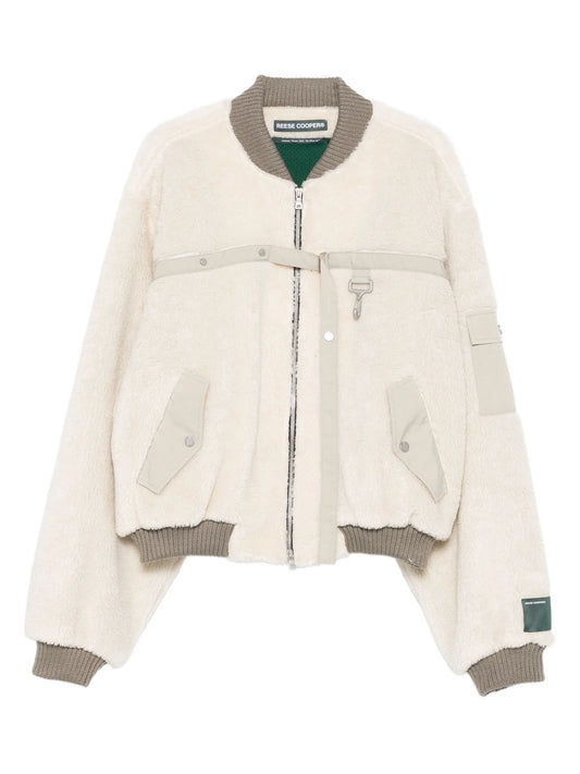 fleece-texture bomber jacket