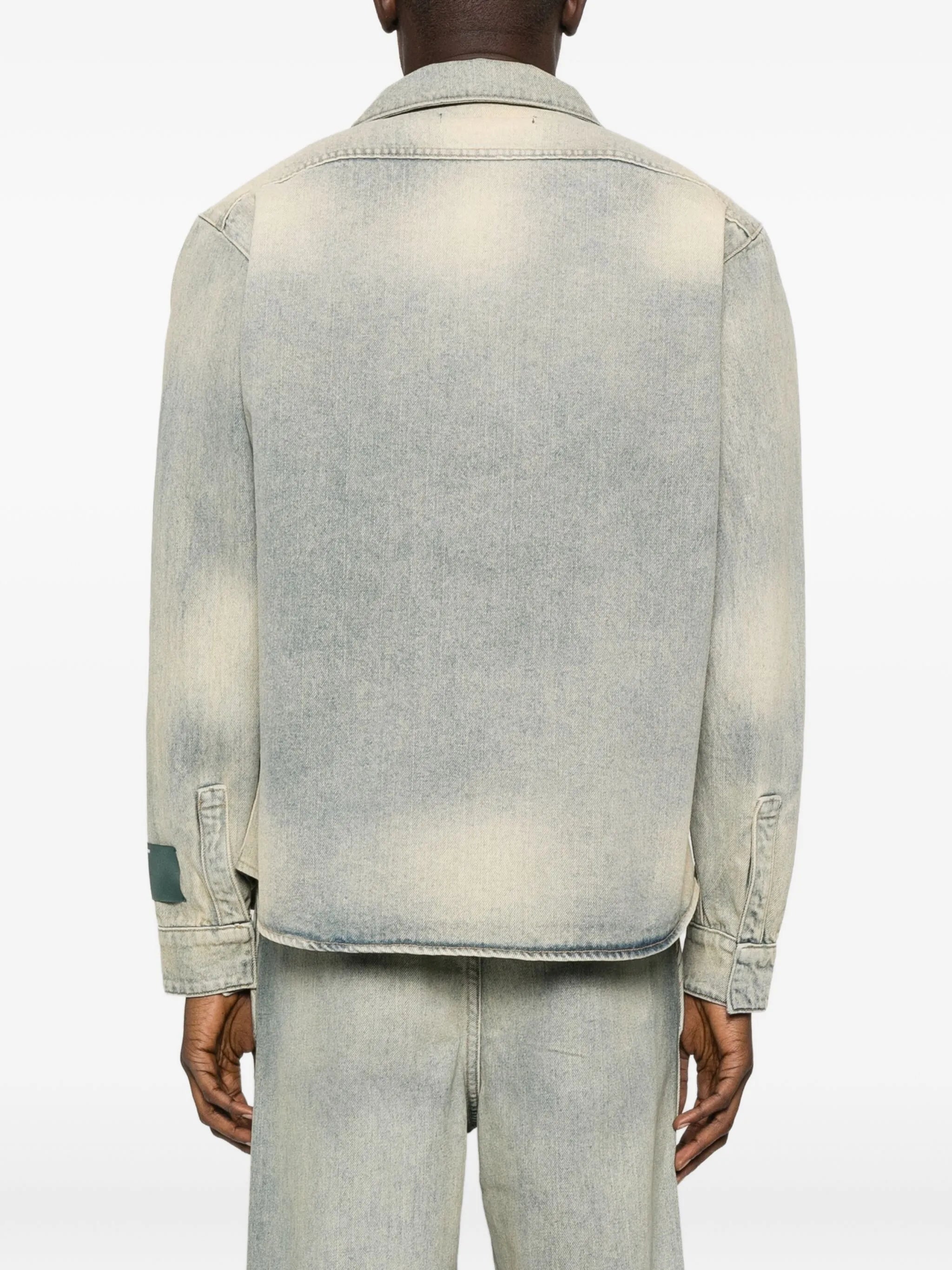 concealed-button flap-pocket shirt