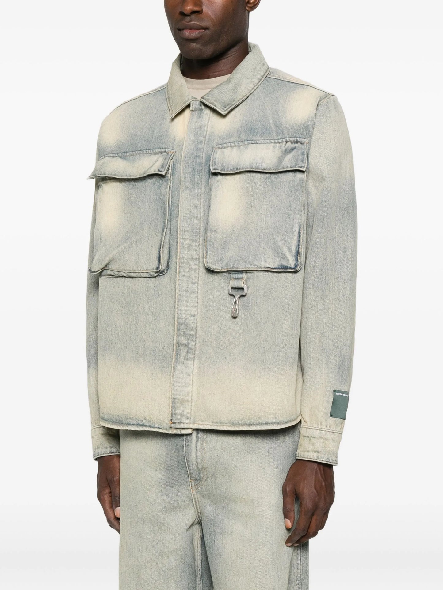 concealed-button flap-pocket shirt